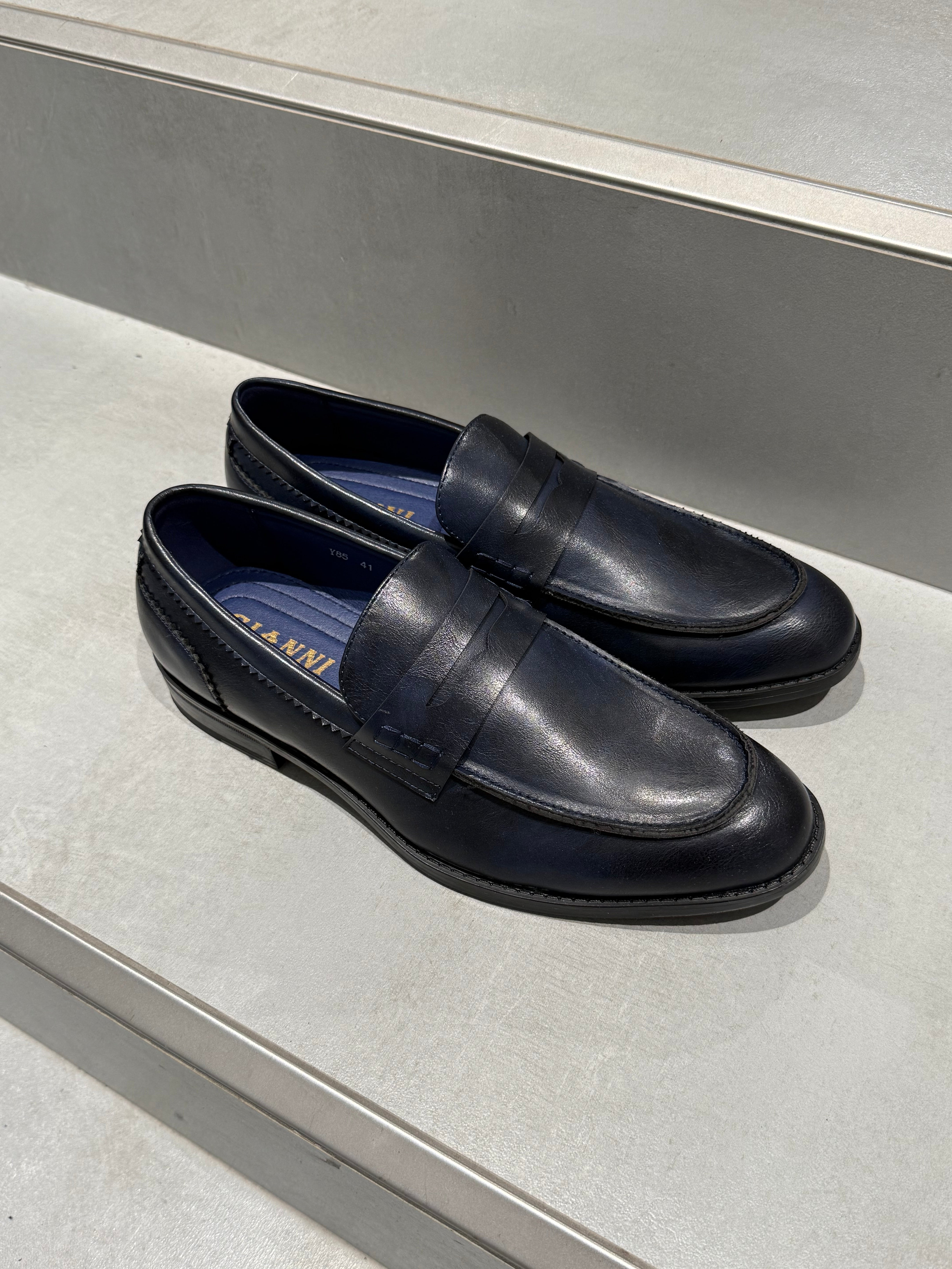 mocassini ecopelle blu