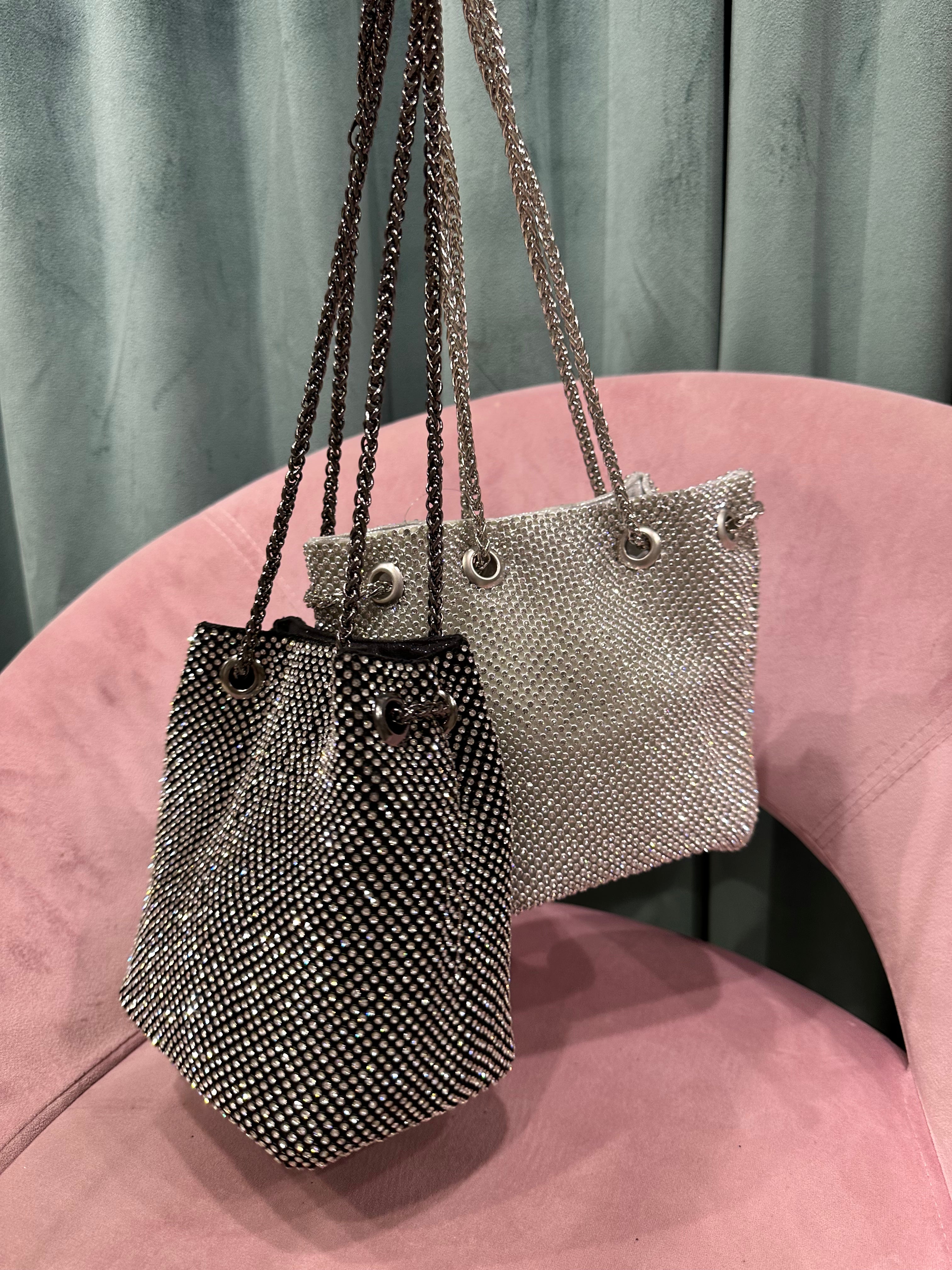 borsa secchiello strass