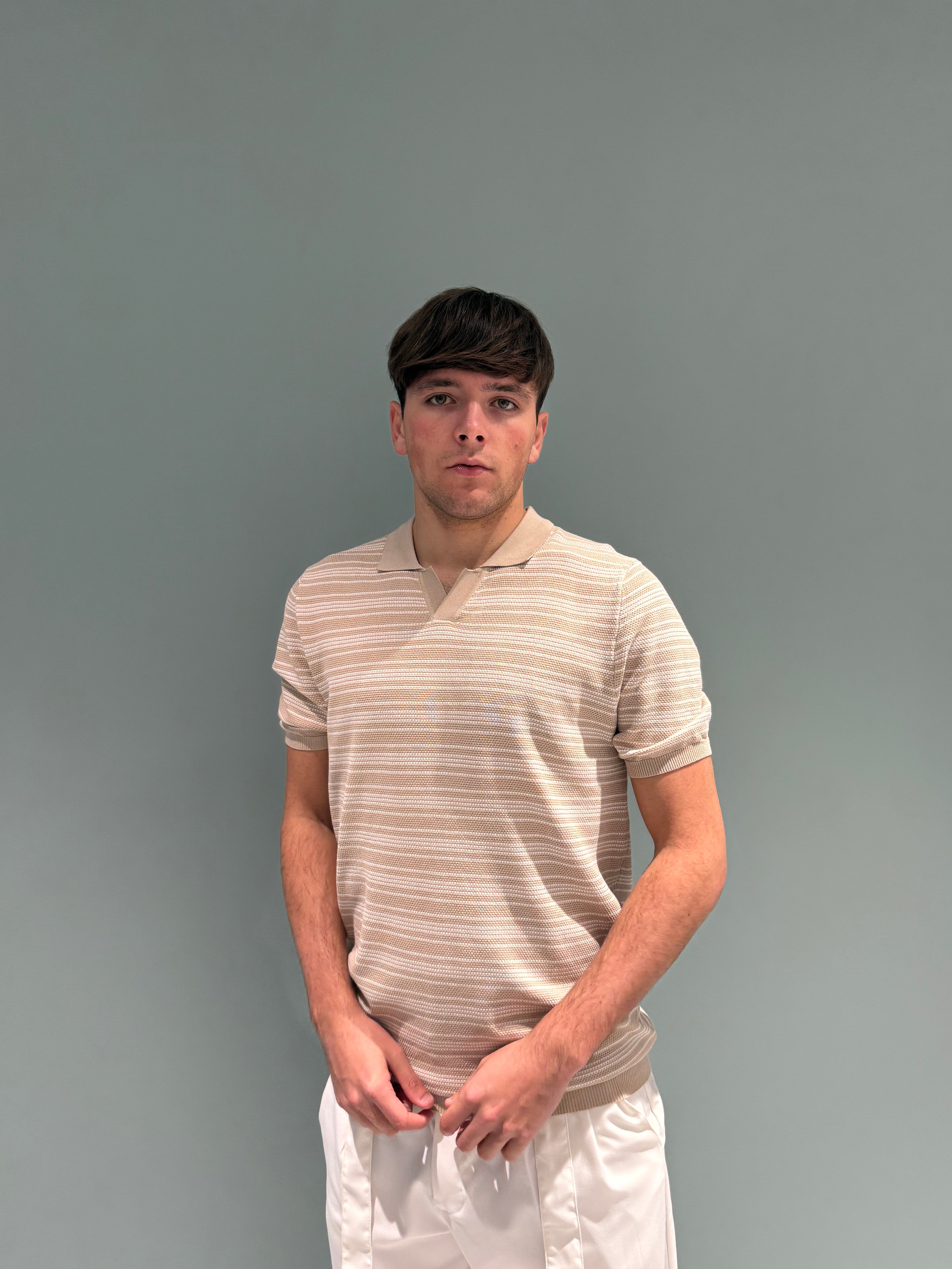 polo bicolor beige