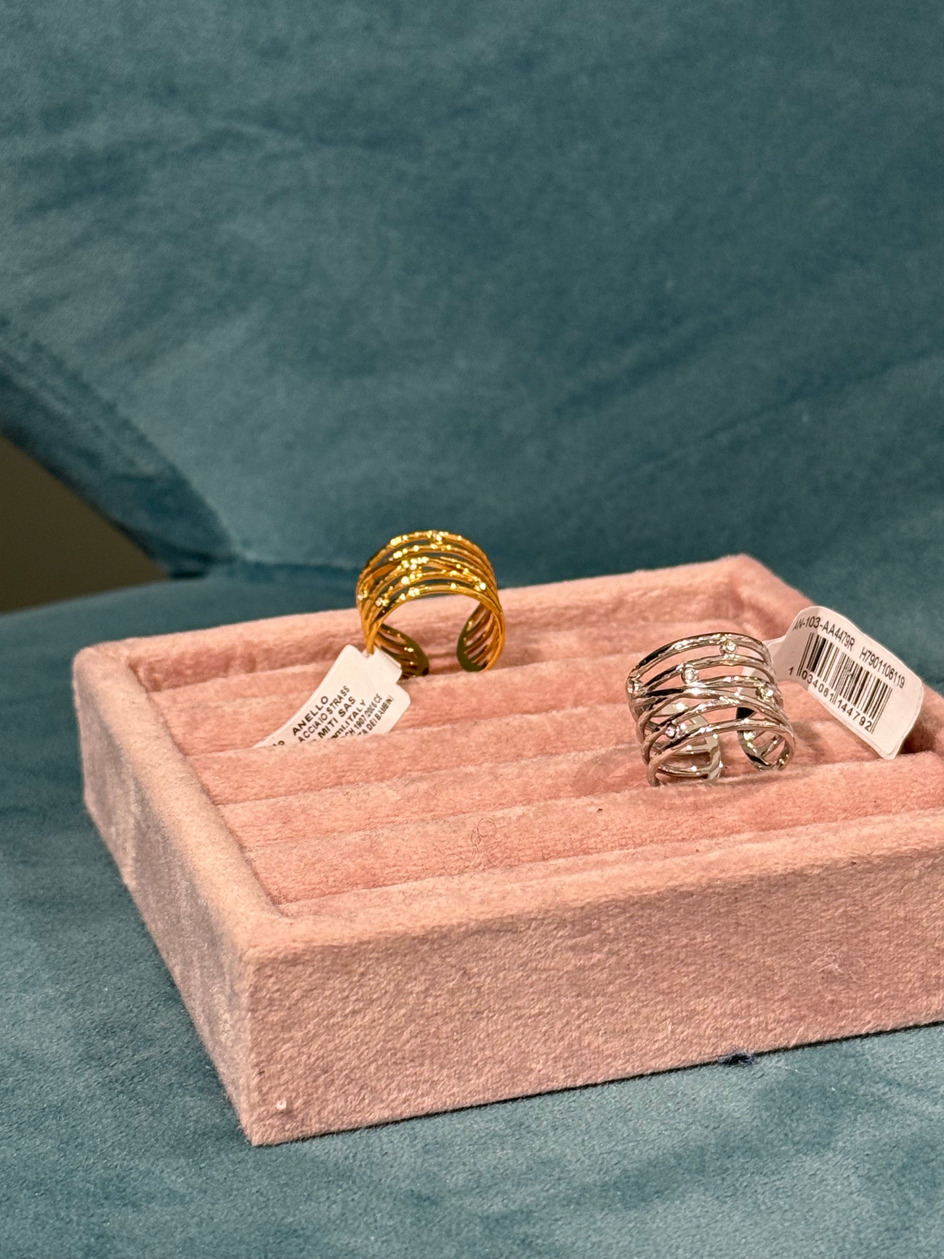 anello intreccio strass