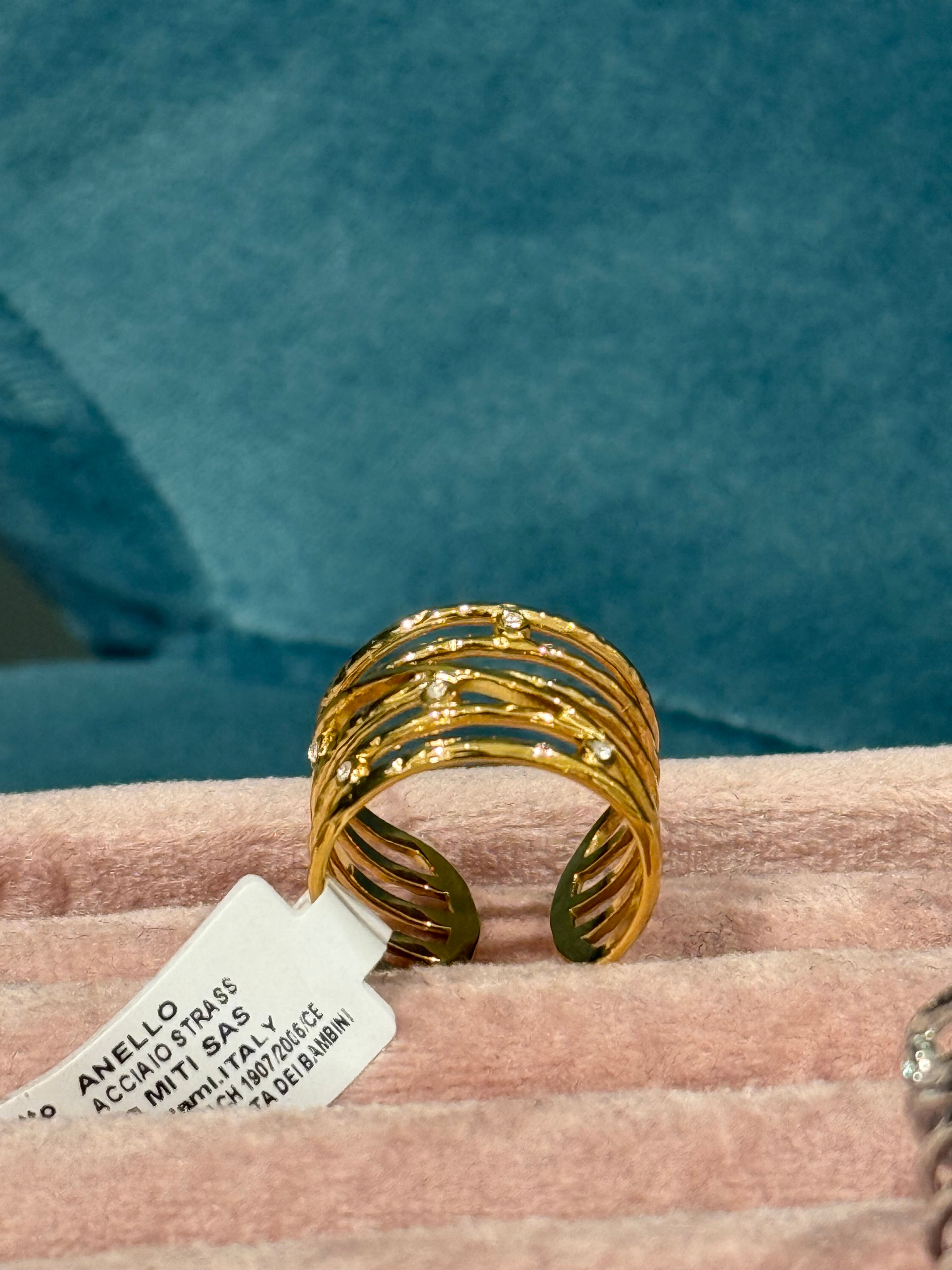 anello intreccio strass