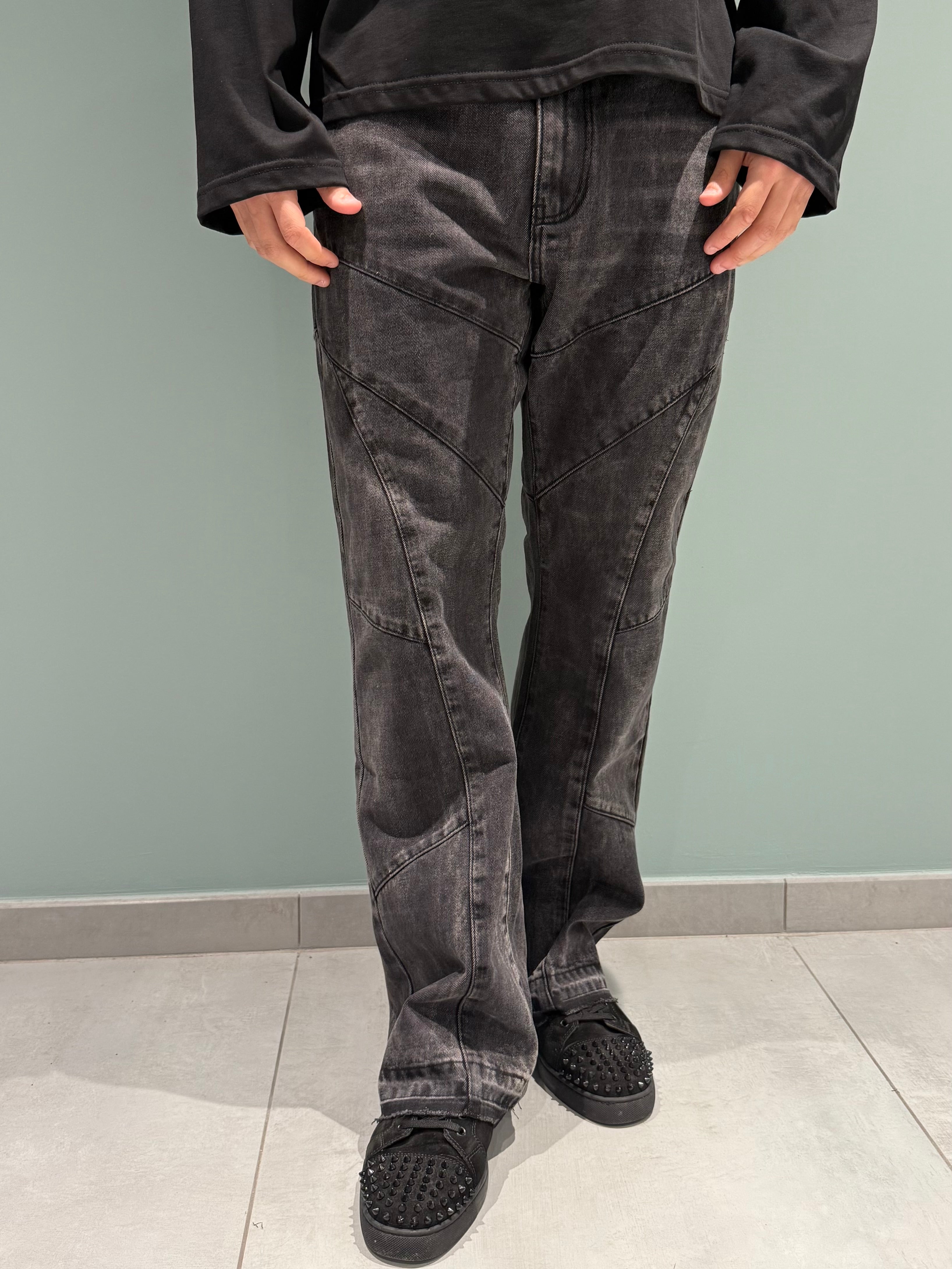 jeans flare cenere cuciture