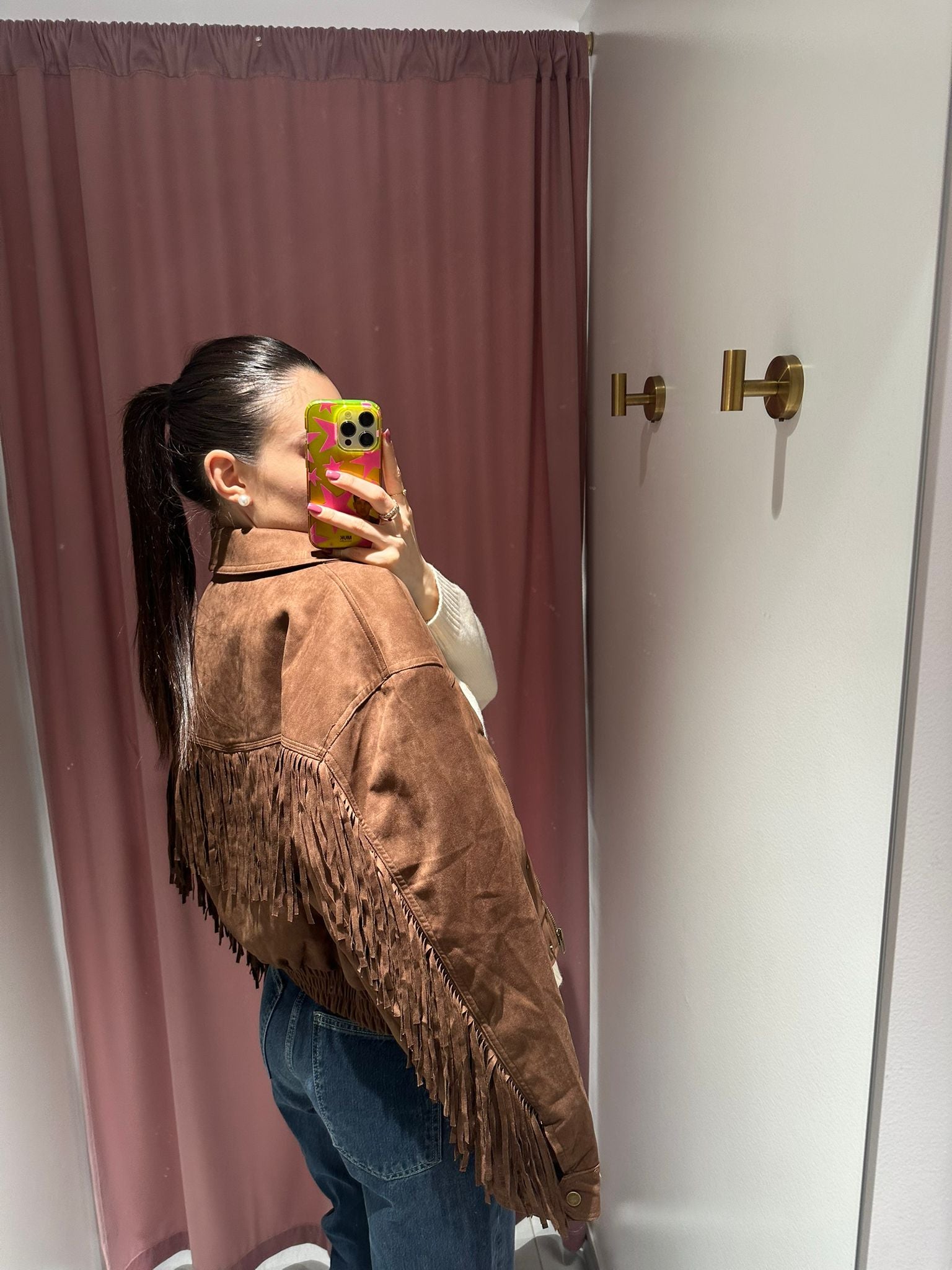 giacca bomber frangia