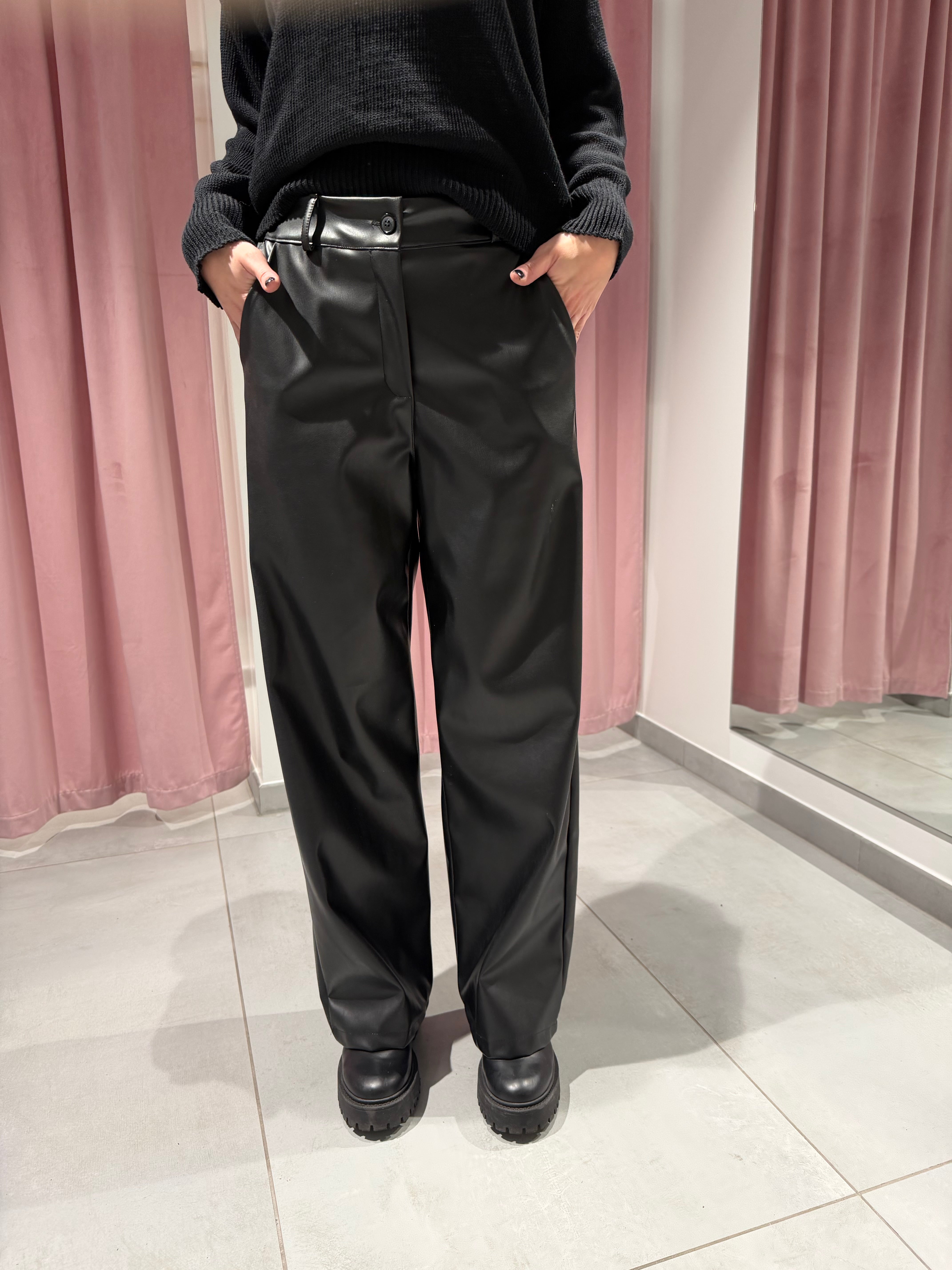 pantalone palazzo ecopelle