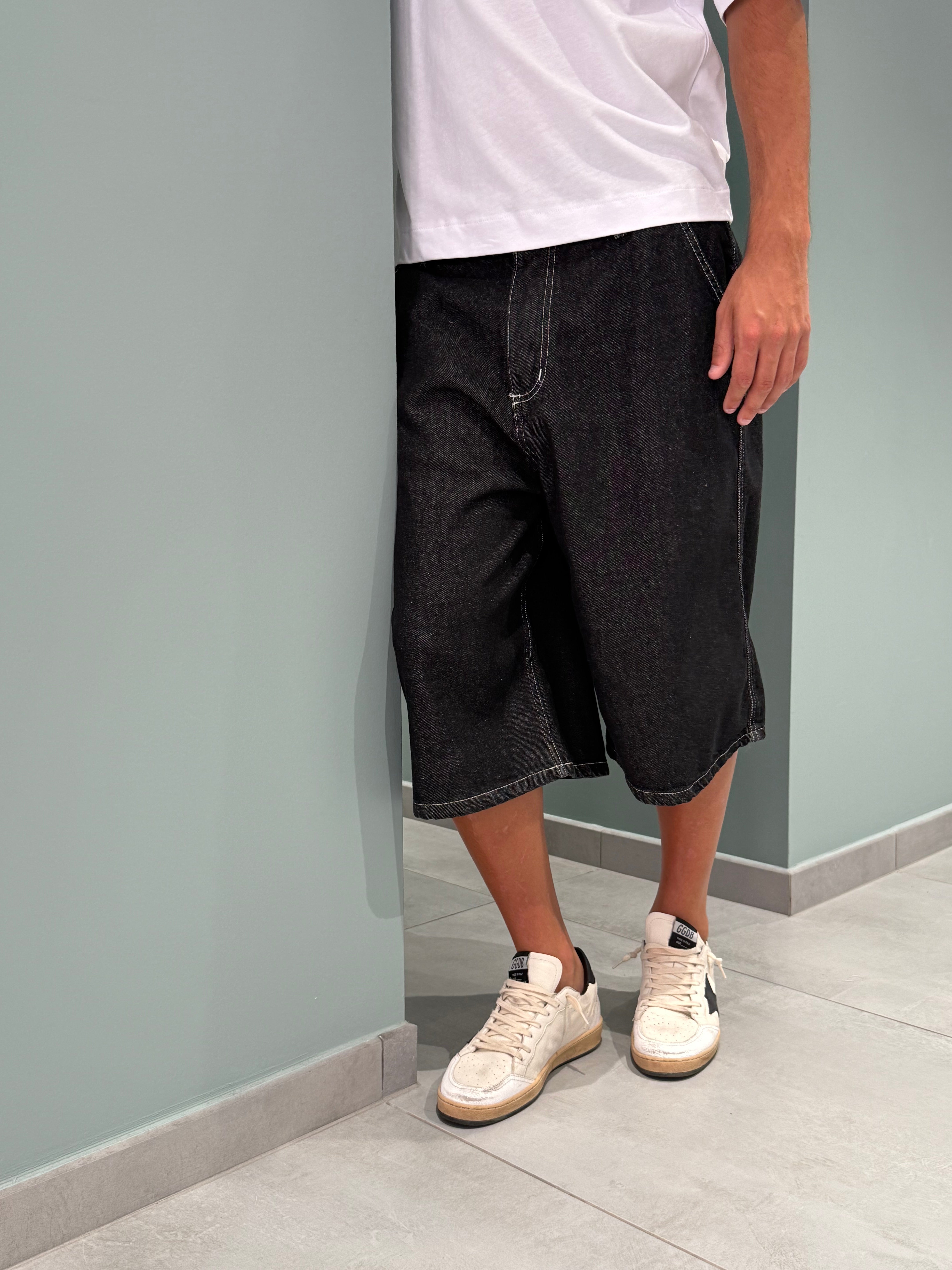 bermuda oversize jeans black