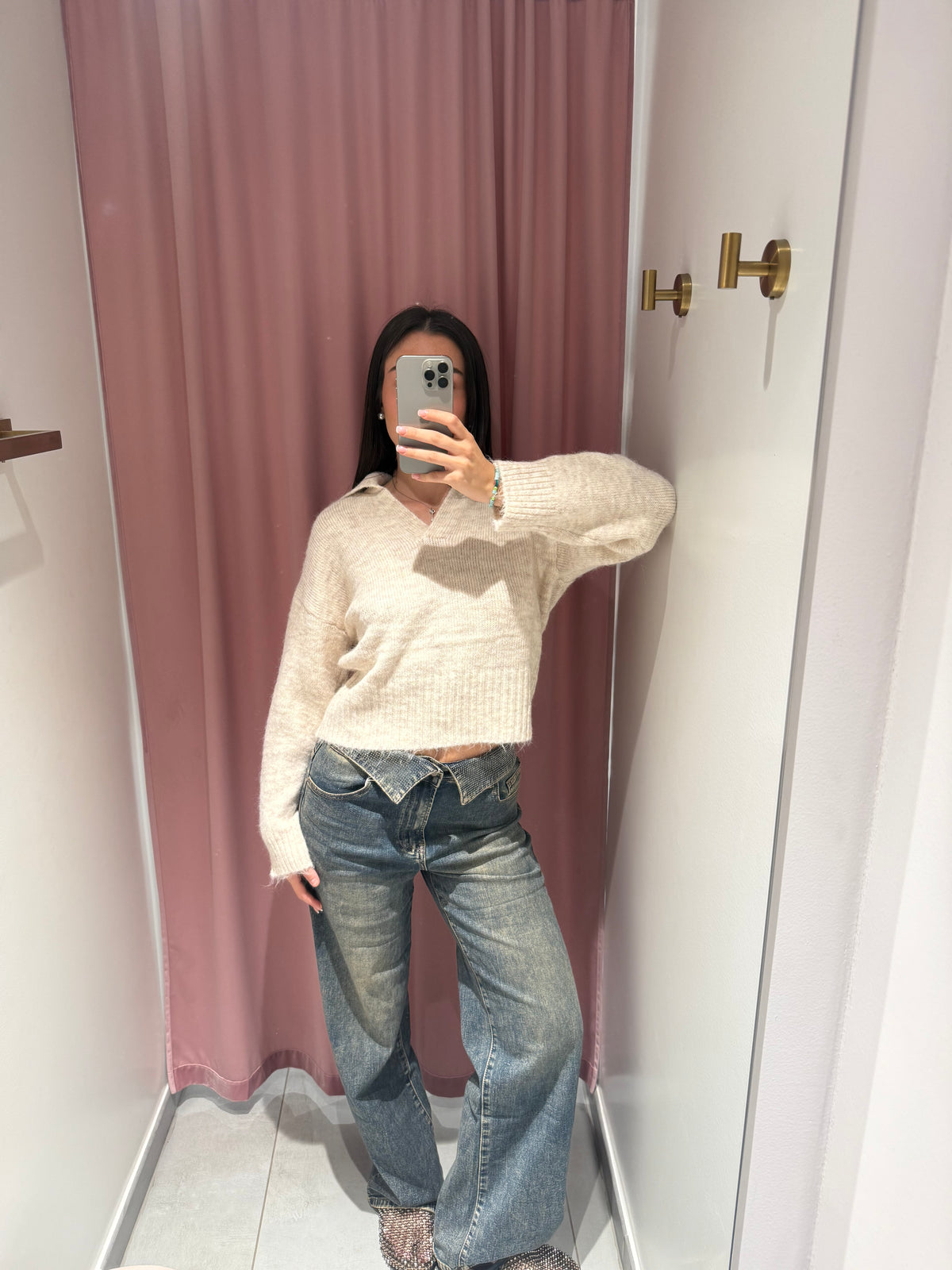 jeans vita reverse brillantini