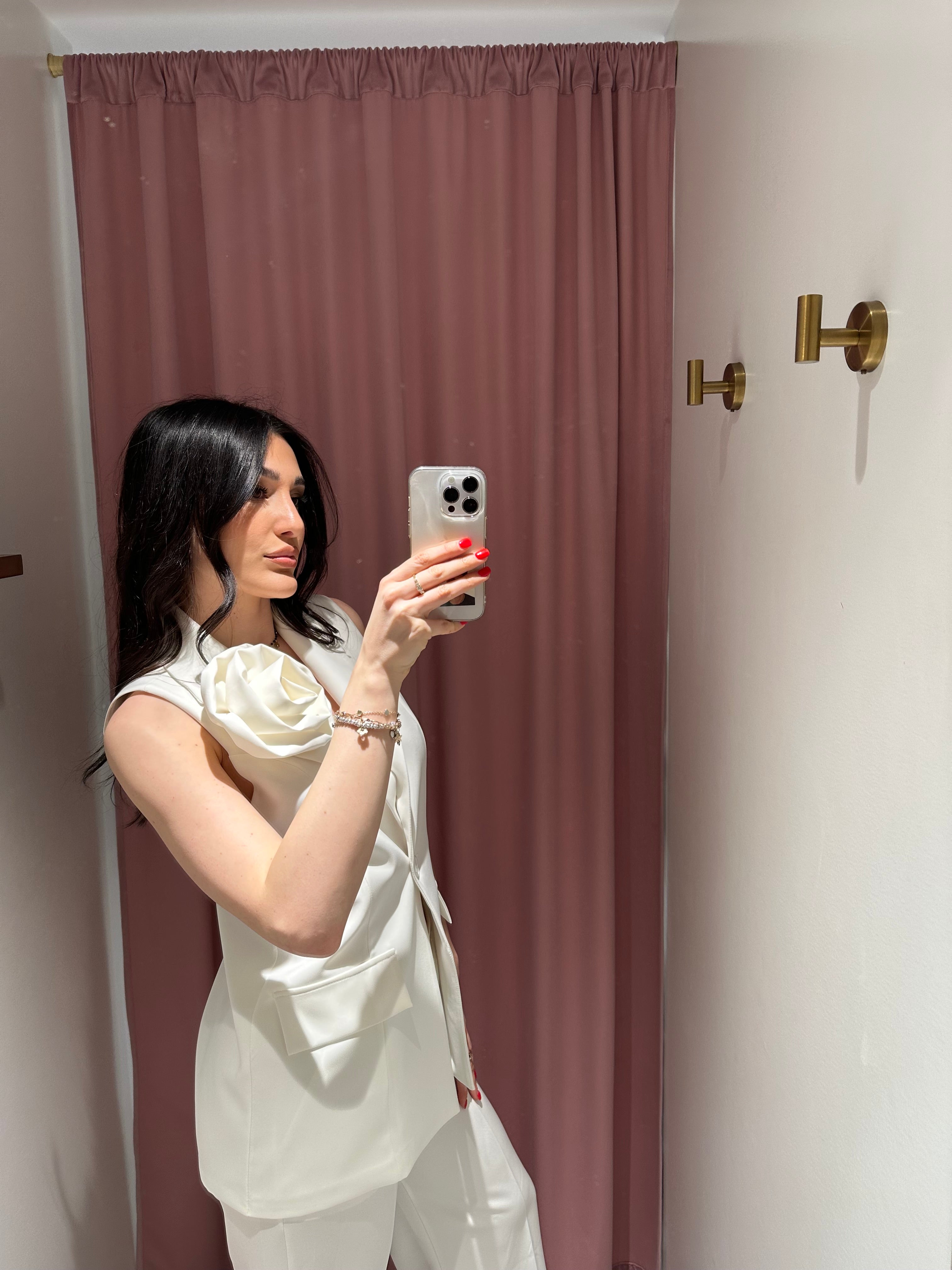 tailleur gilet spilla rosa