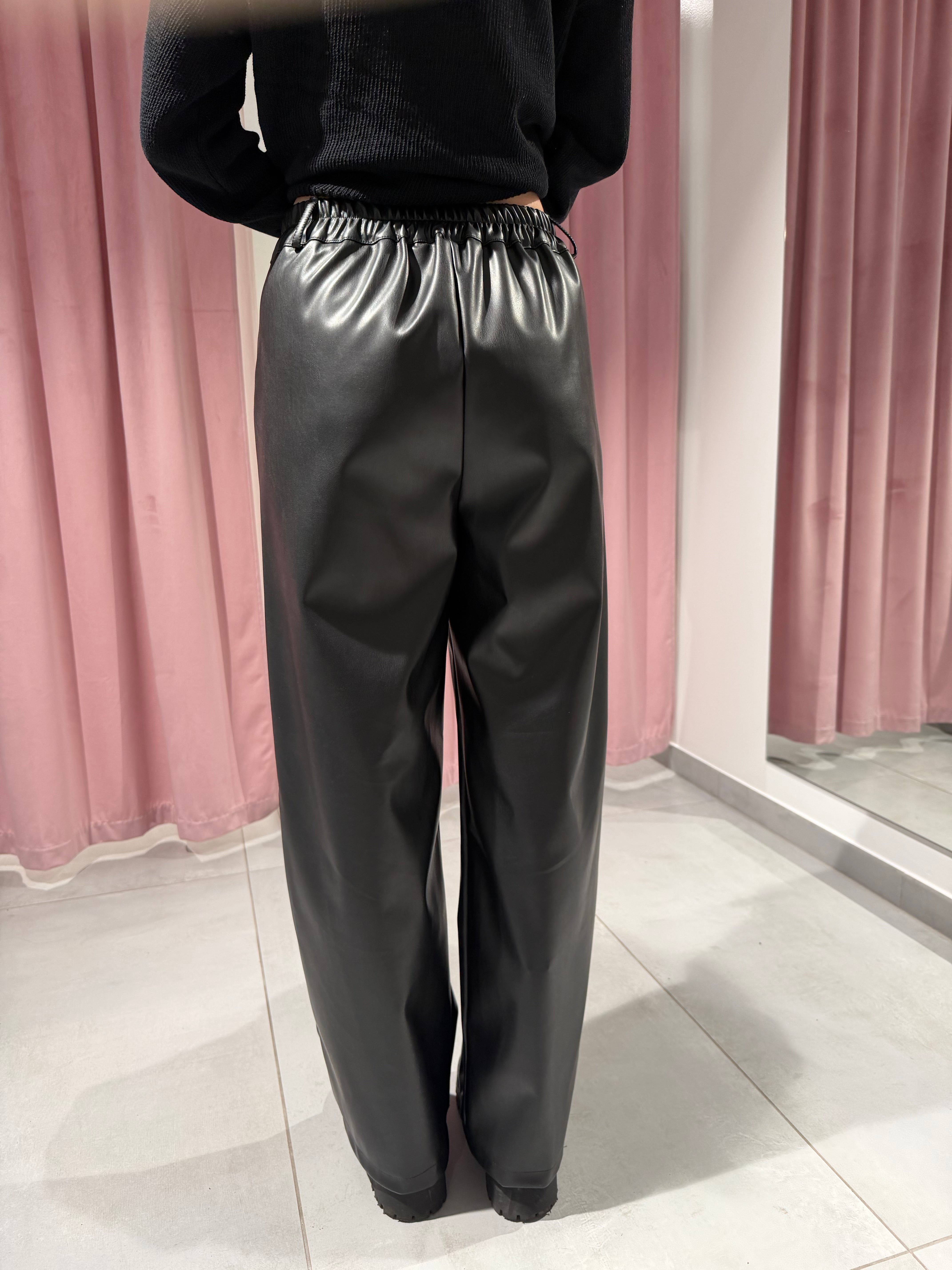 pantalone palazzo ecopelle