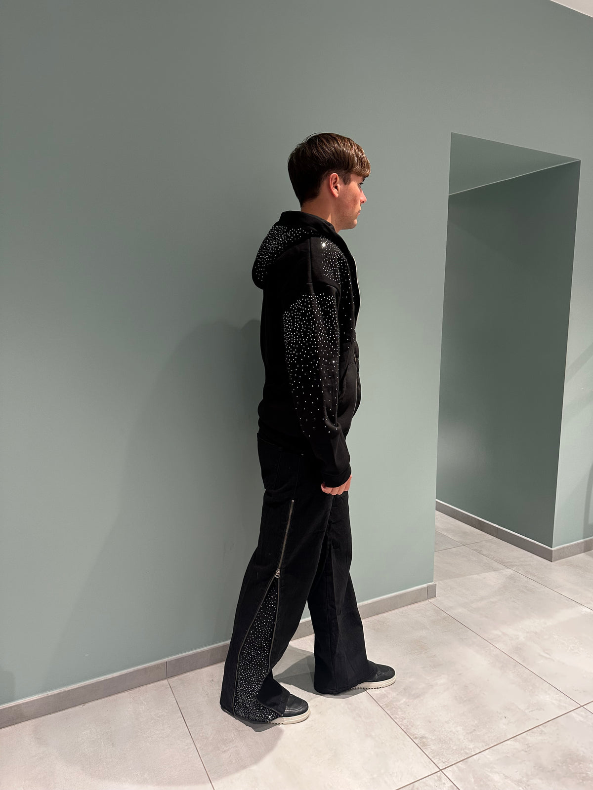 felpa zip brillantini