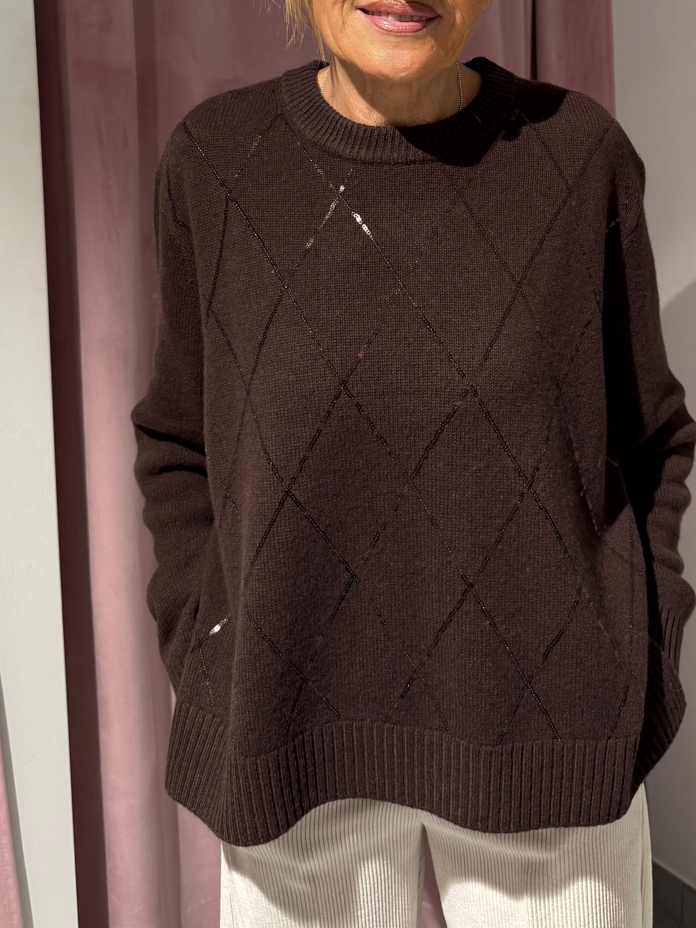 maglione rombi 100% lana