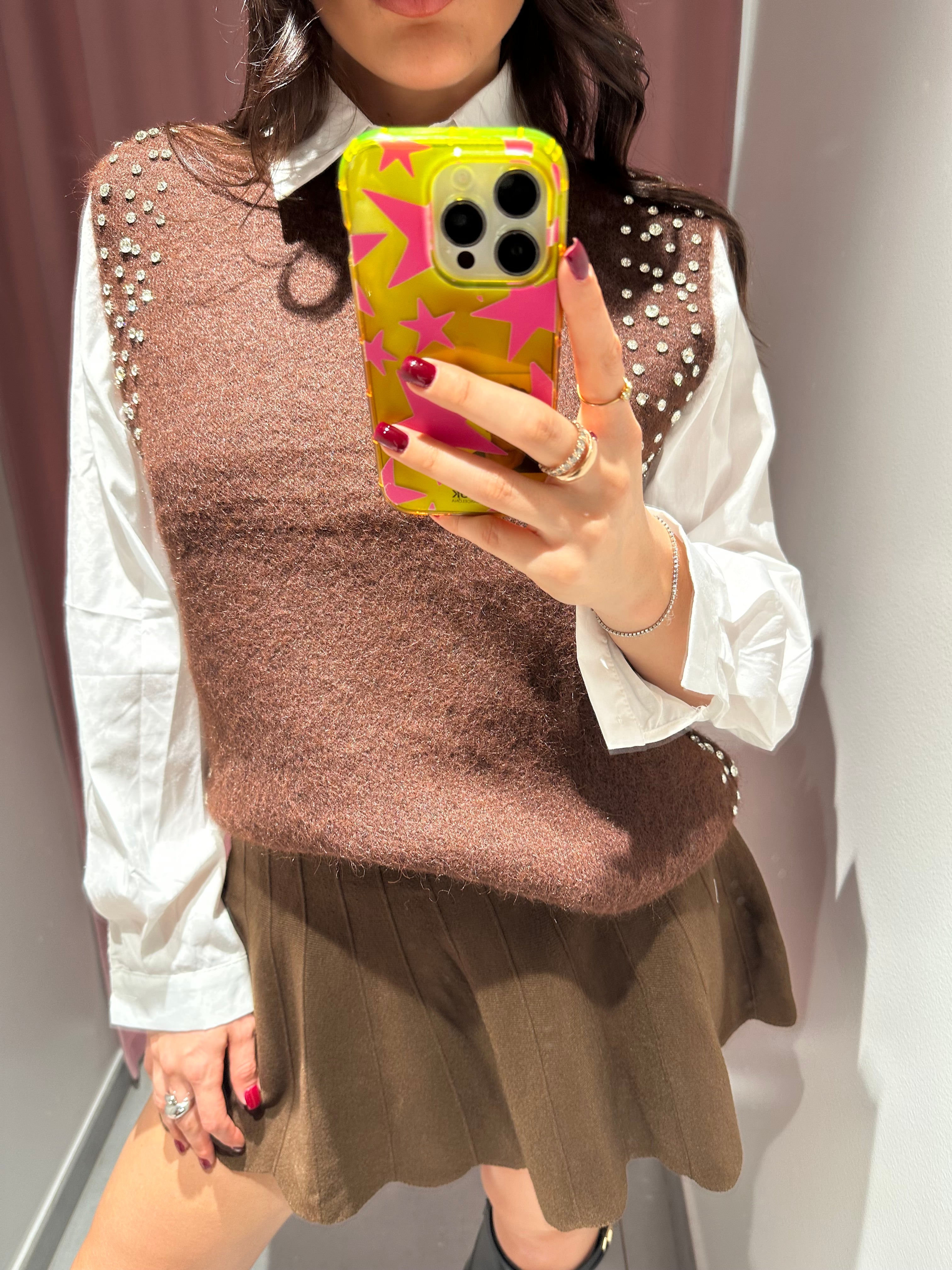 coordinato gilet strass