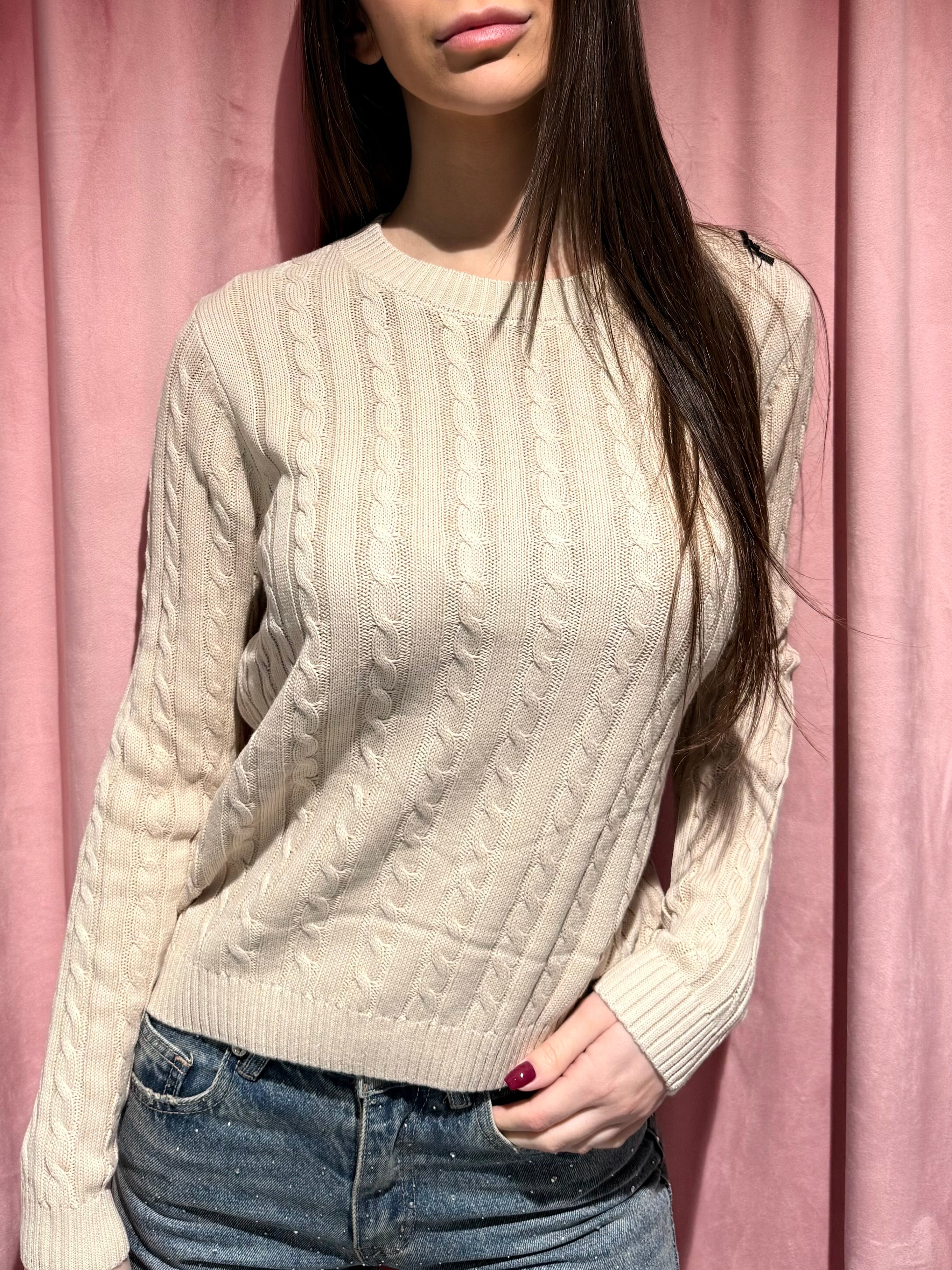 maglione girocollo treccia 5 colori