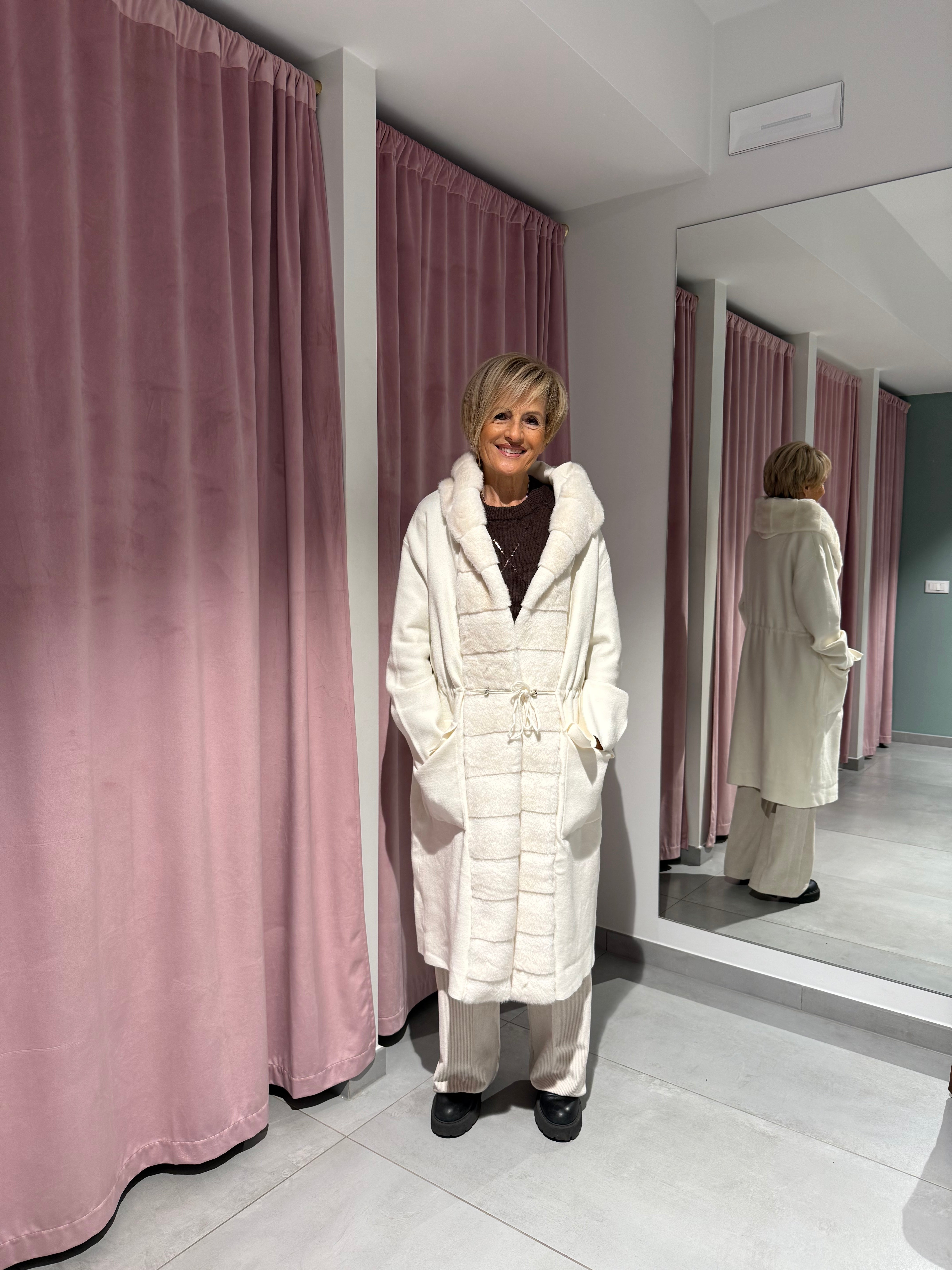 cardigan cappuccio ecopelliccia