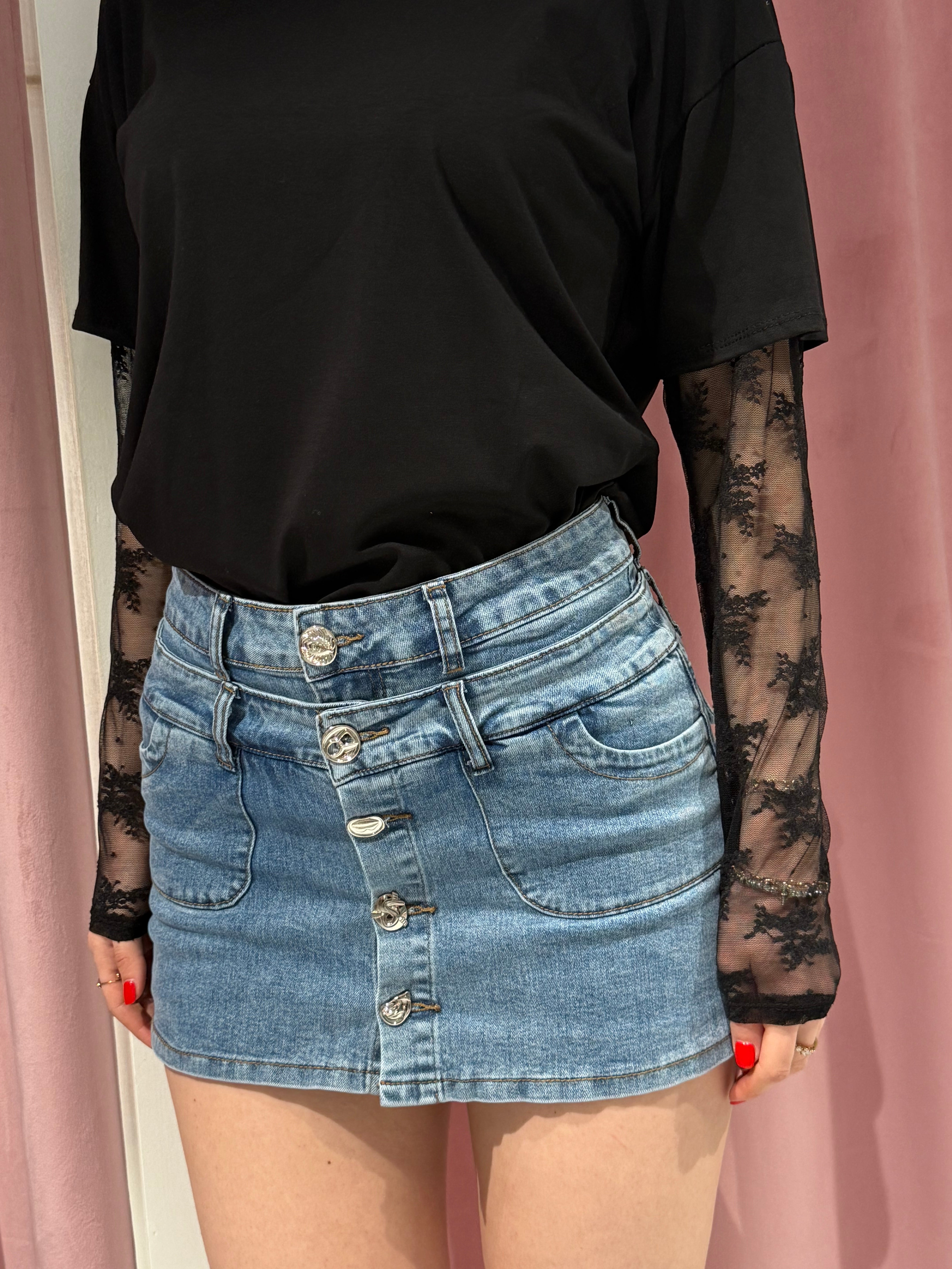 gonna pantaloncino di jeans doppia