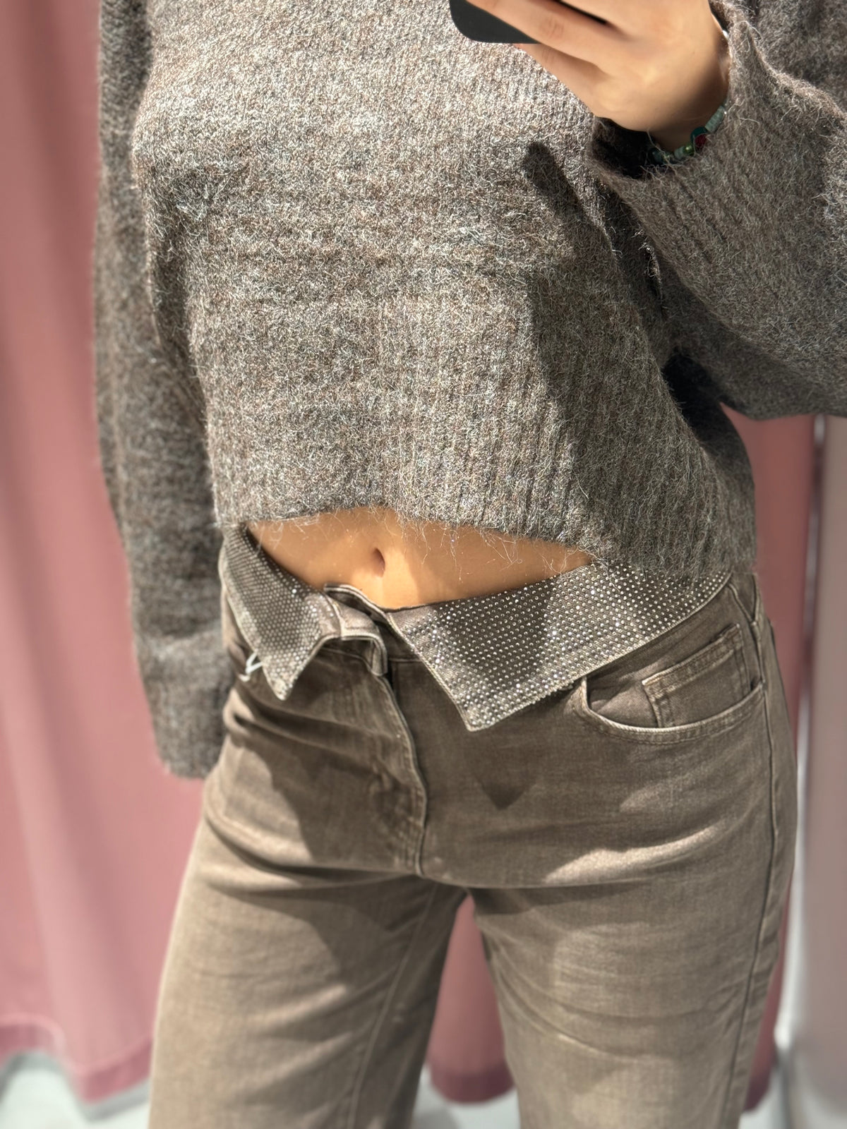 jeans vita reverse brillantini