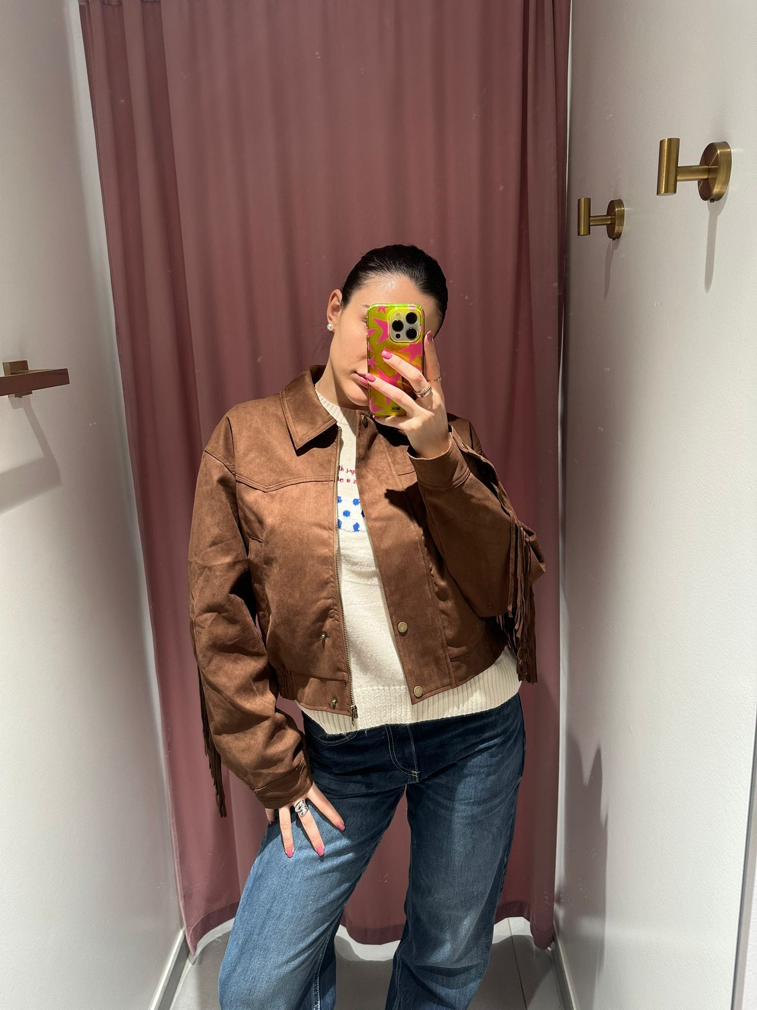 giacca bomber frangia