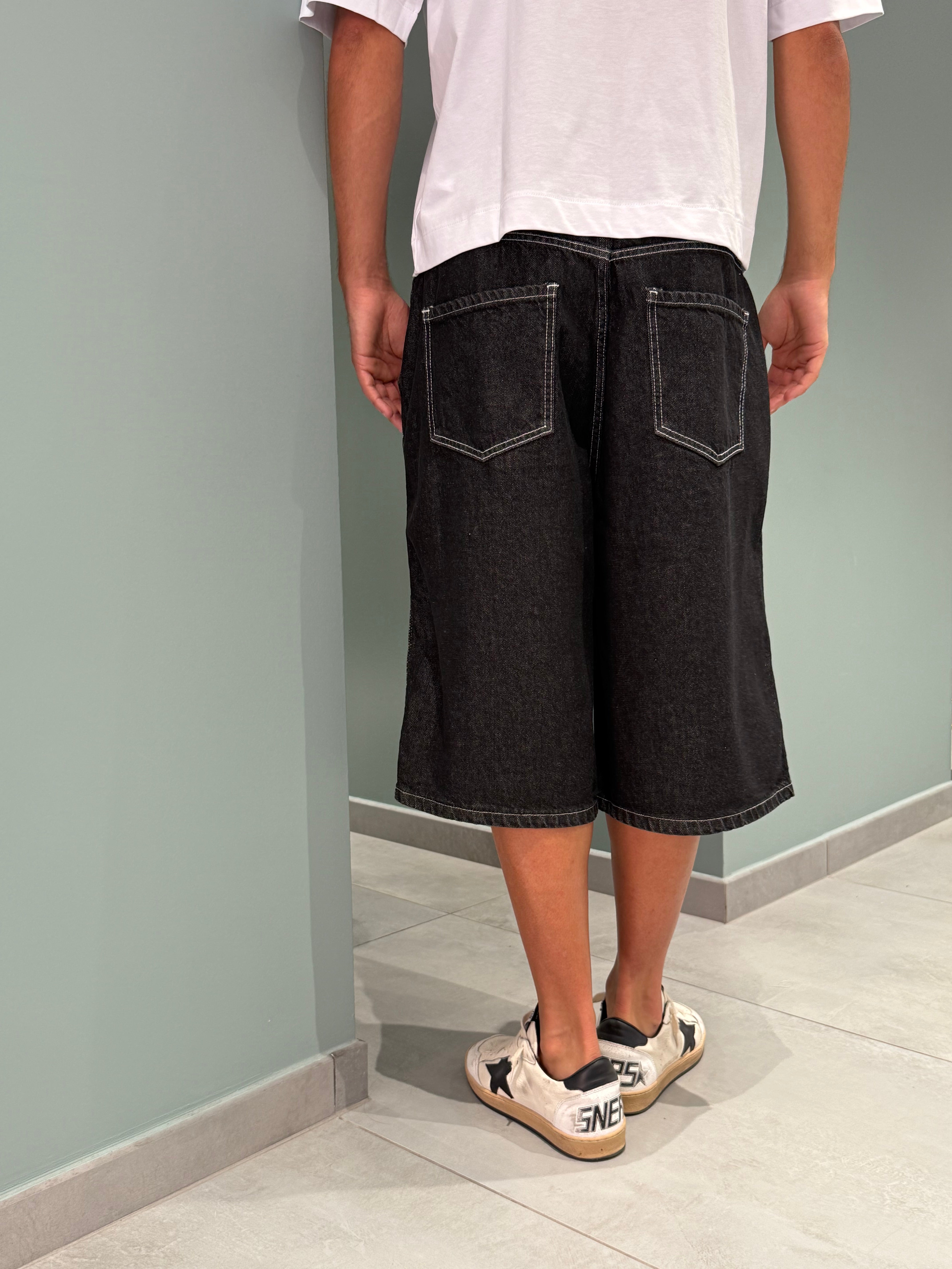 bermuda oversize jeans black