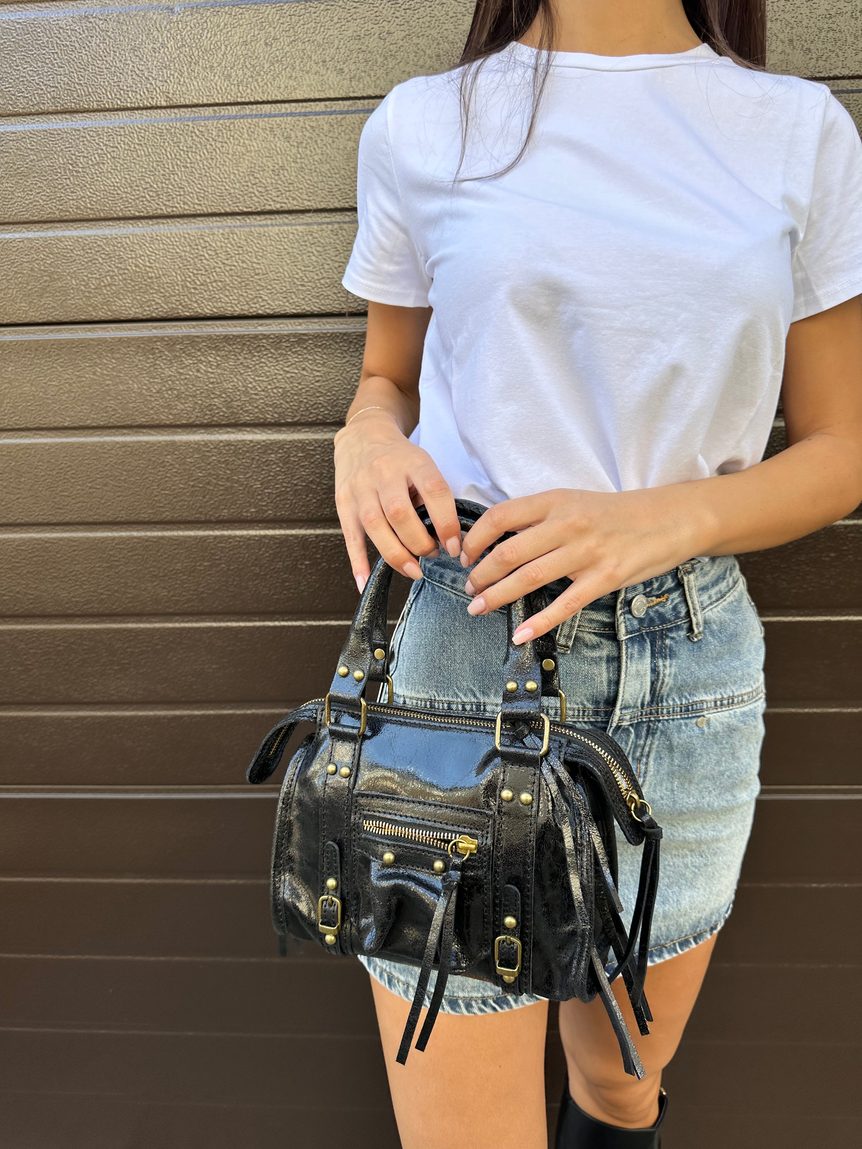 borsa greta pelle laminata