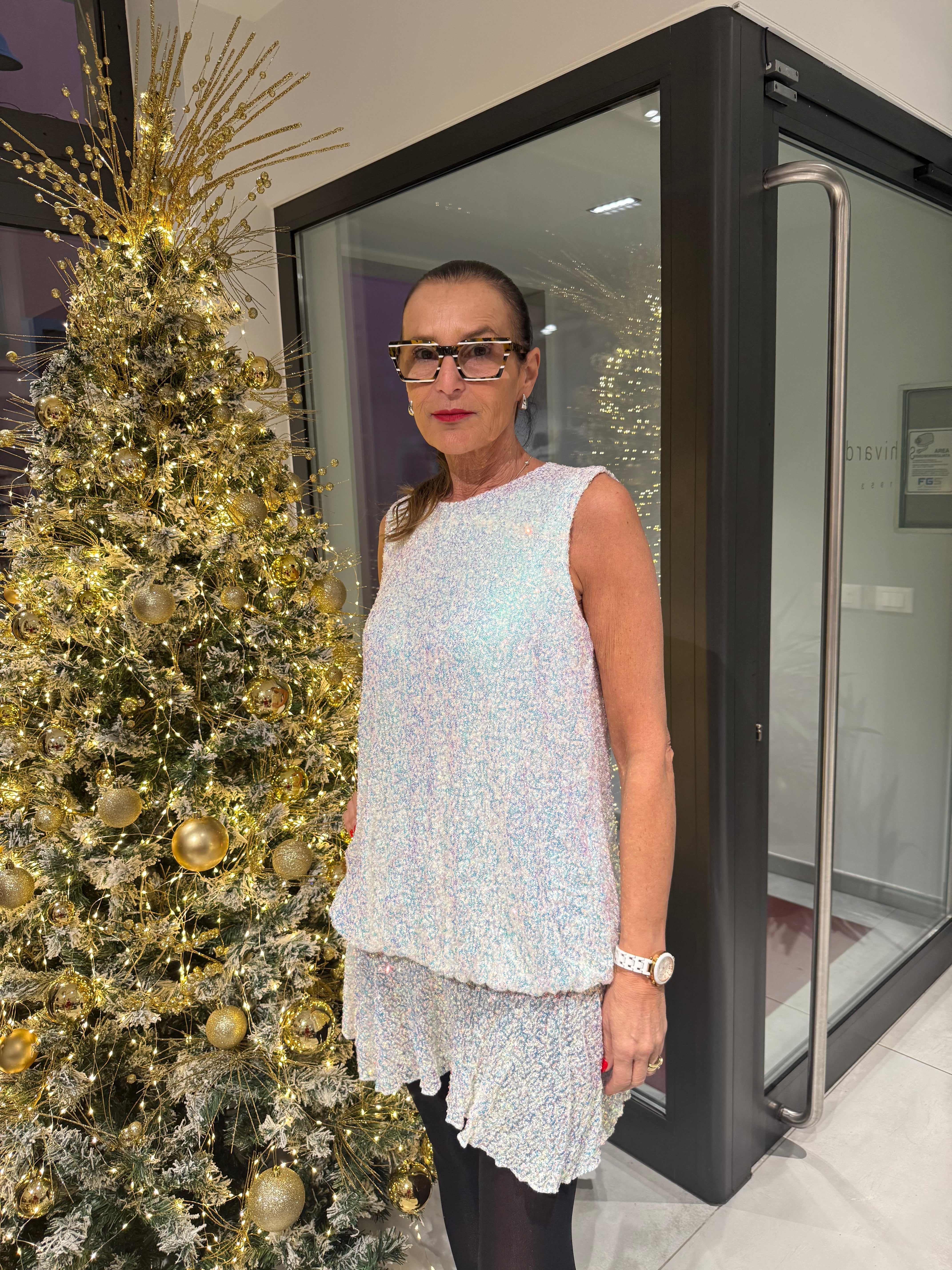 abito paillettes volant