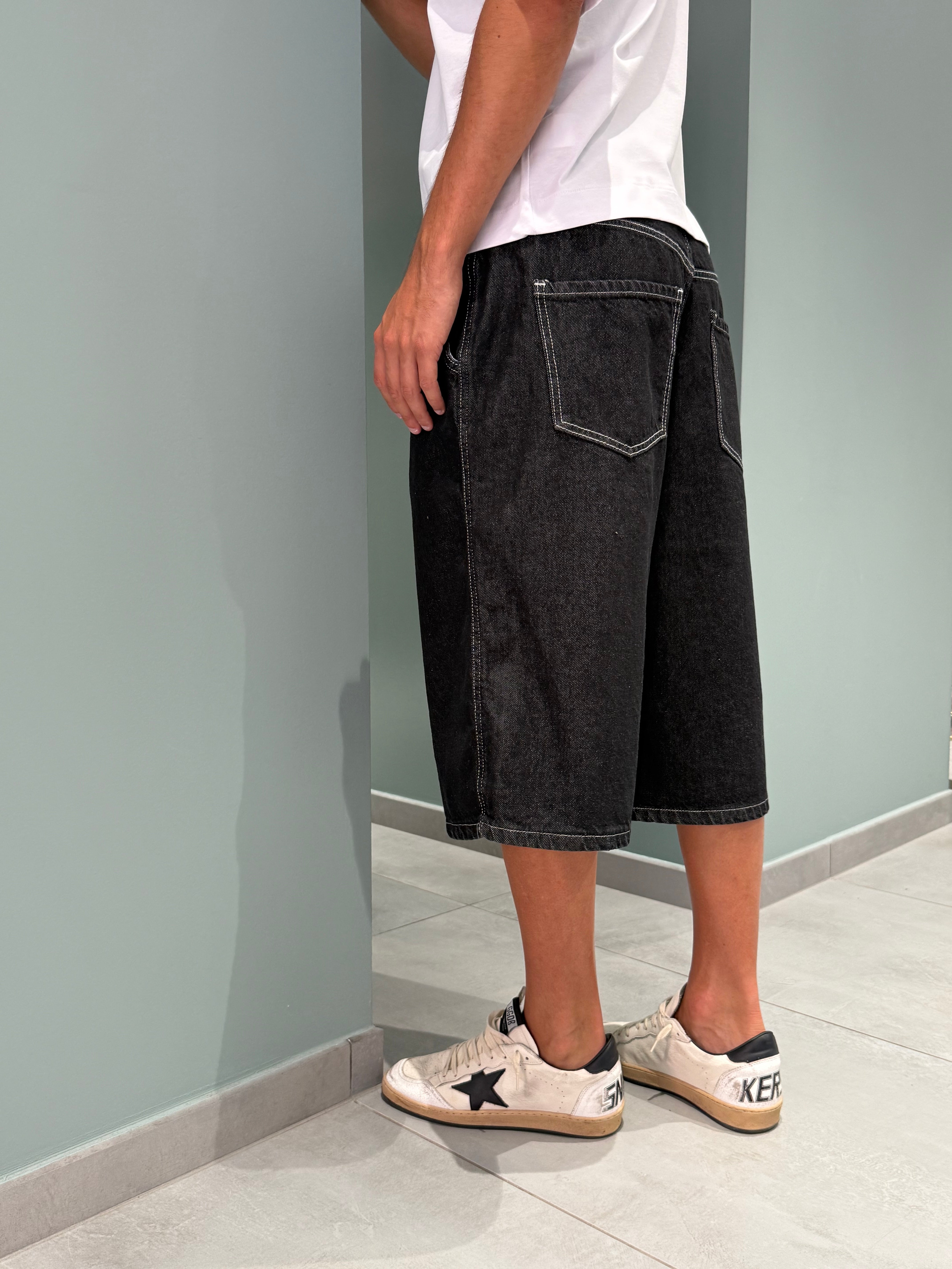 bermuda oversize jeans black