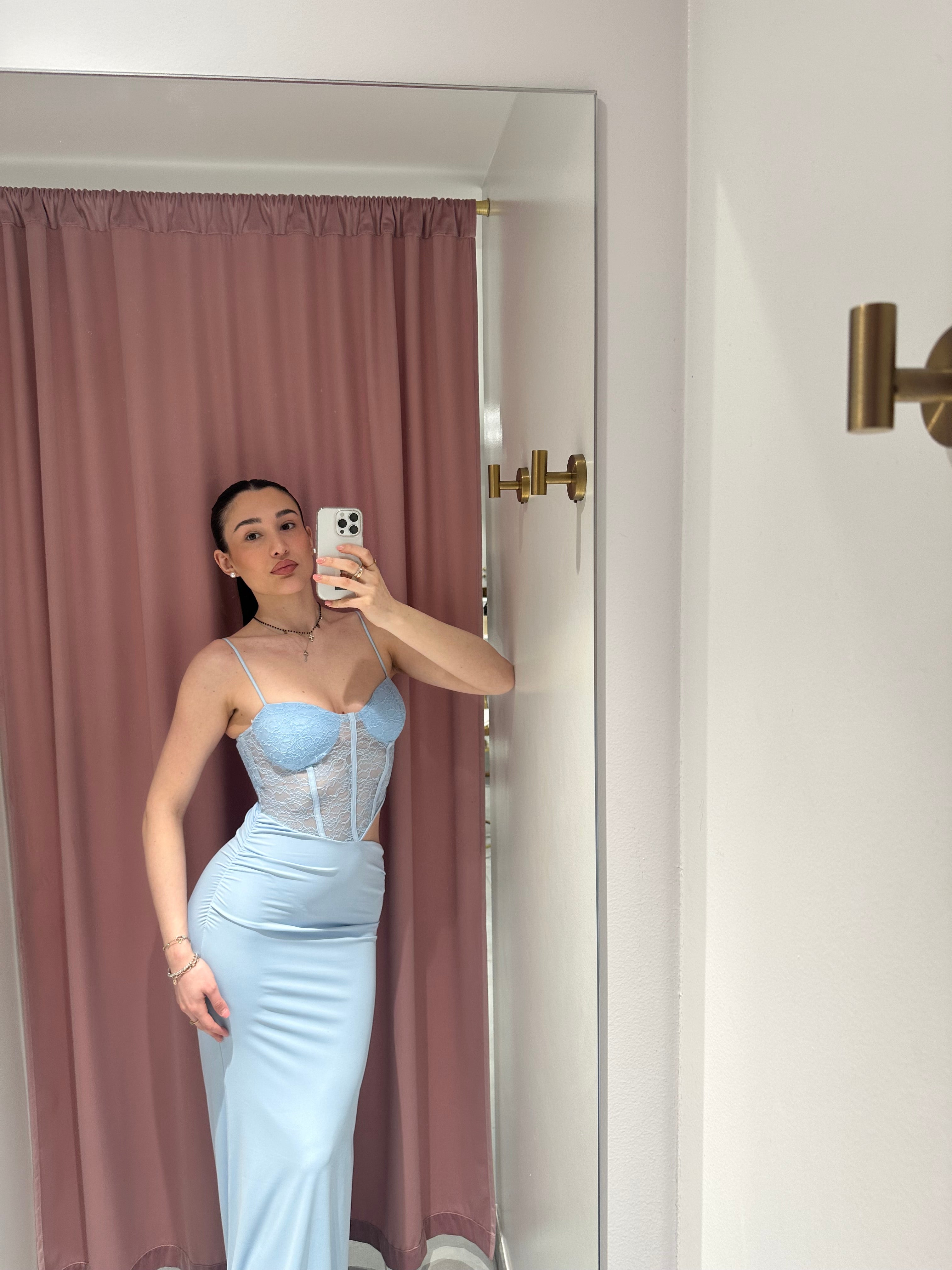 abito lungo corpetto pizzo