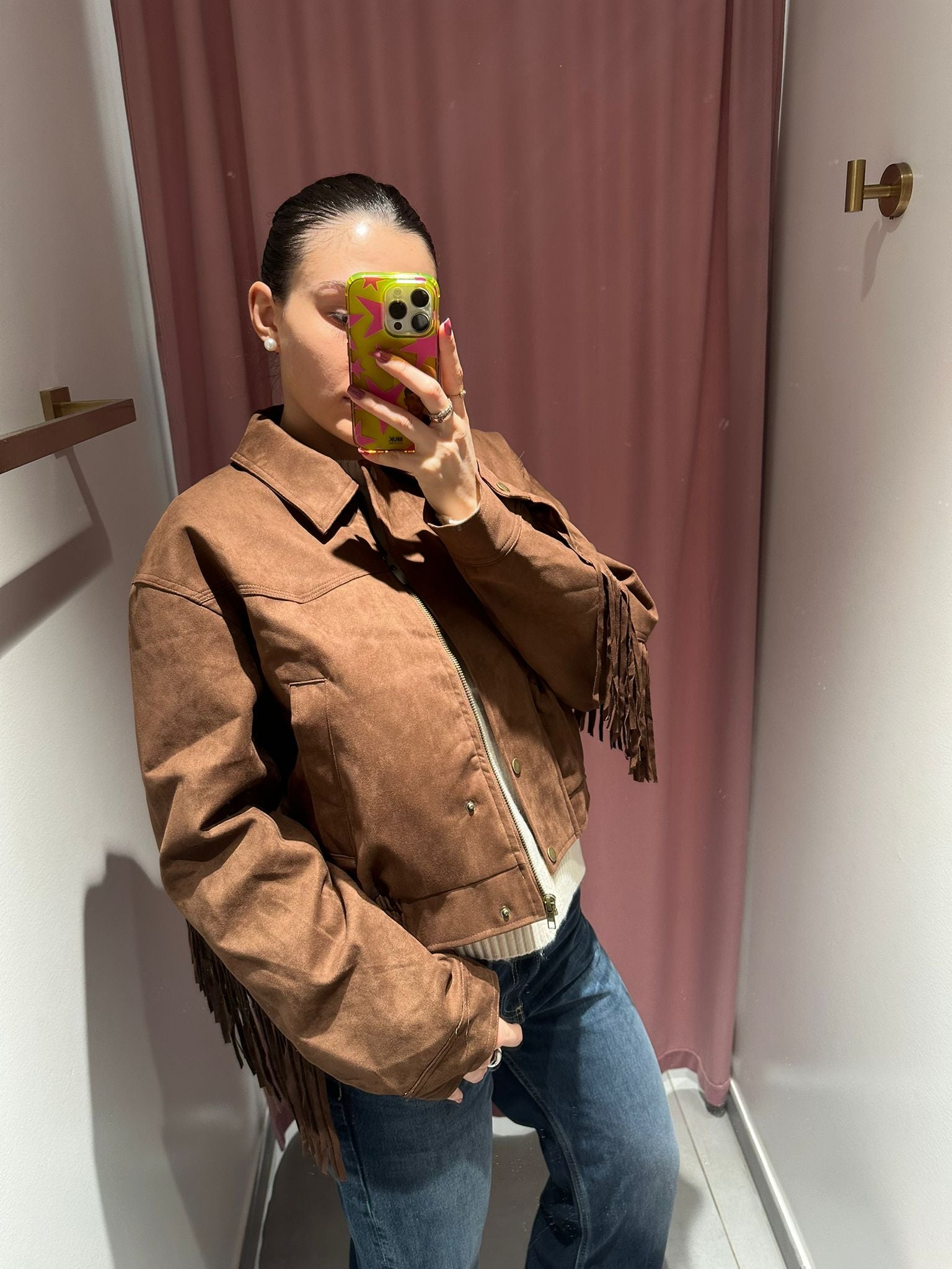 giacca bomber frangia