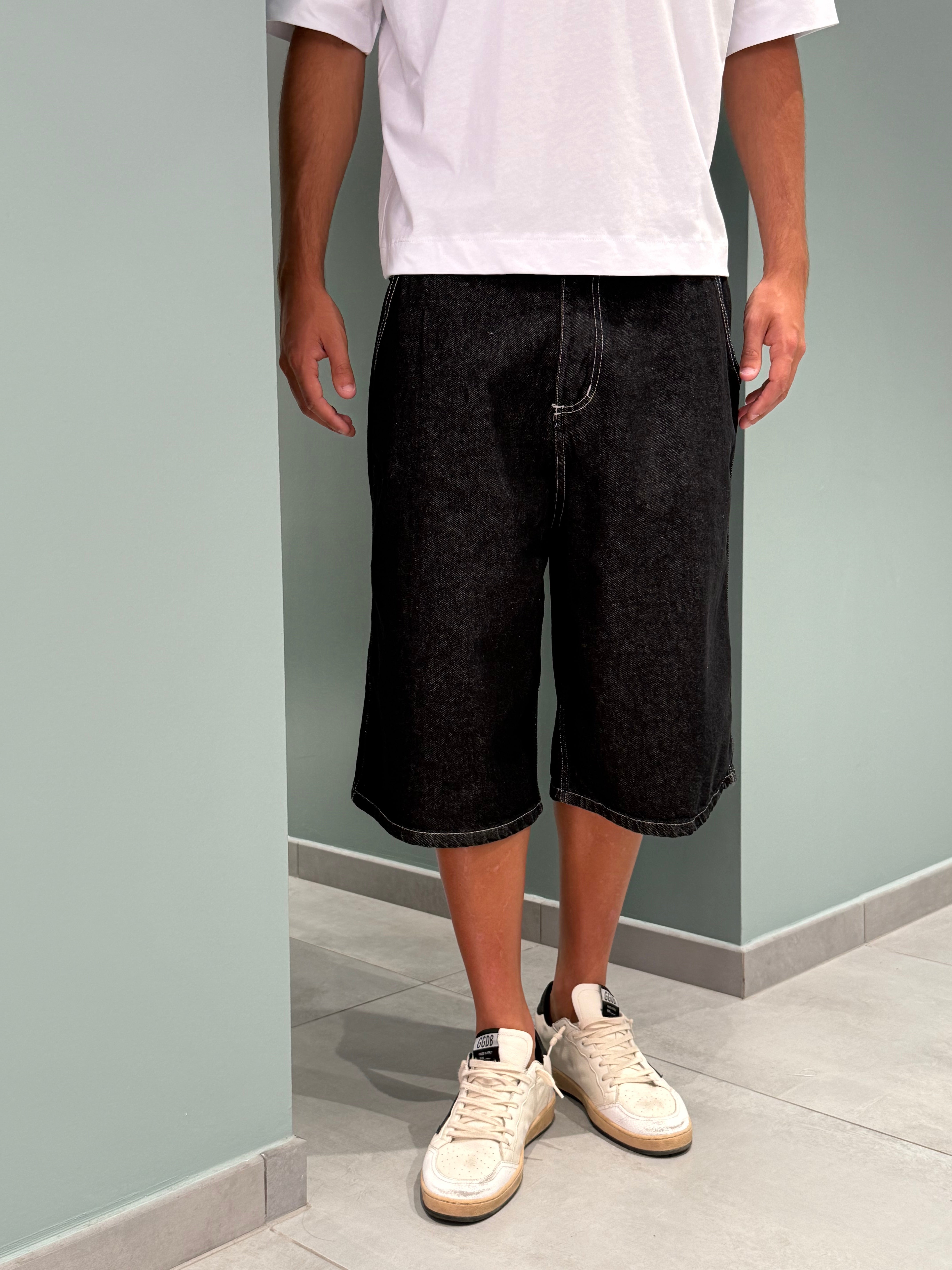 bermuda oversize jeans black