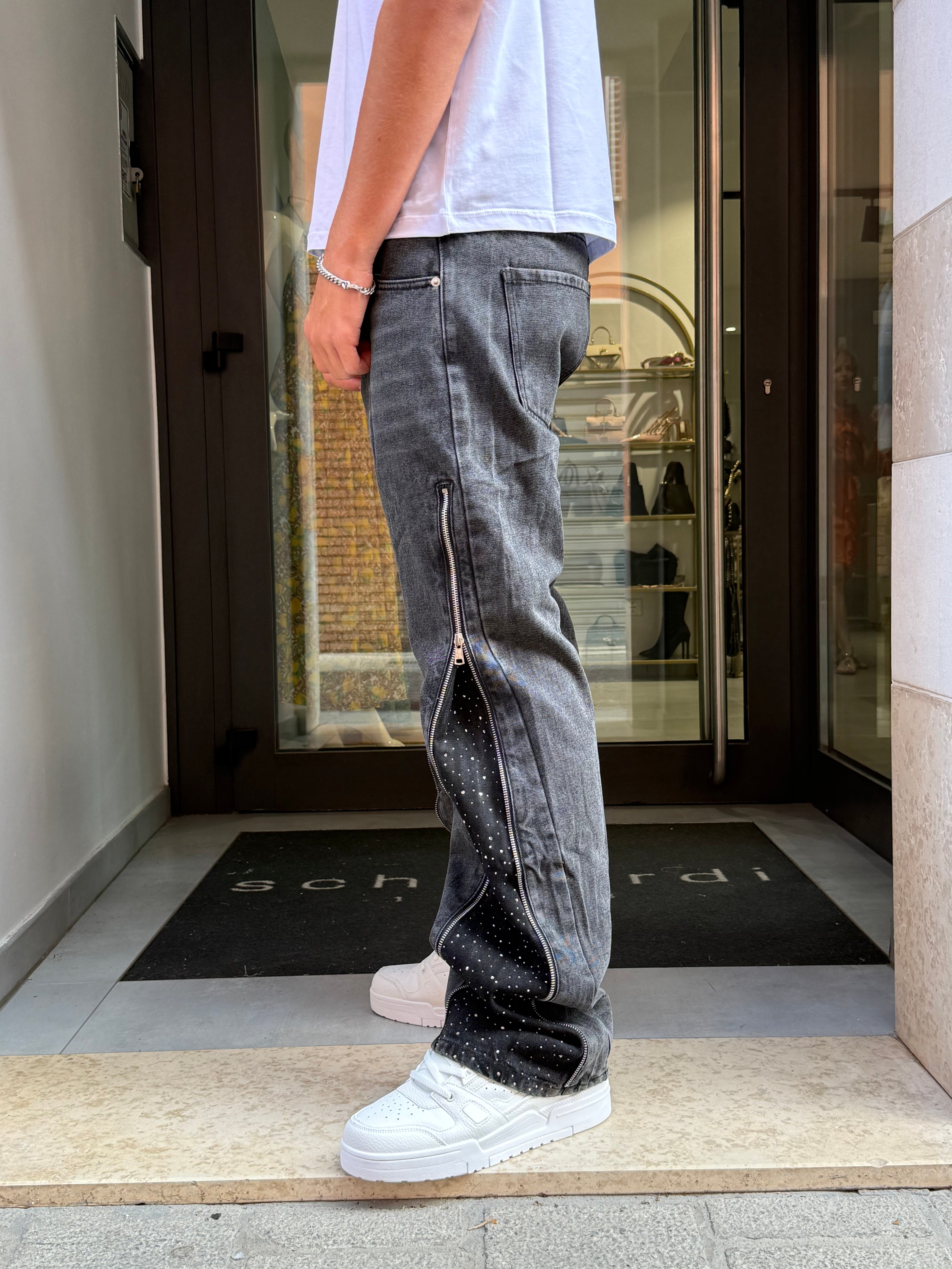 pantaloni zip diamond