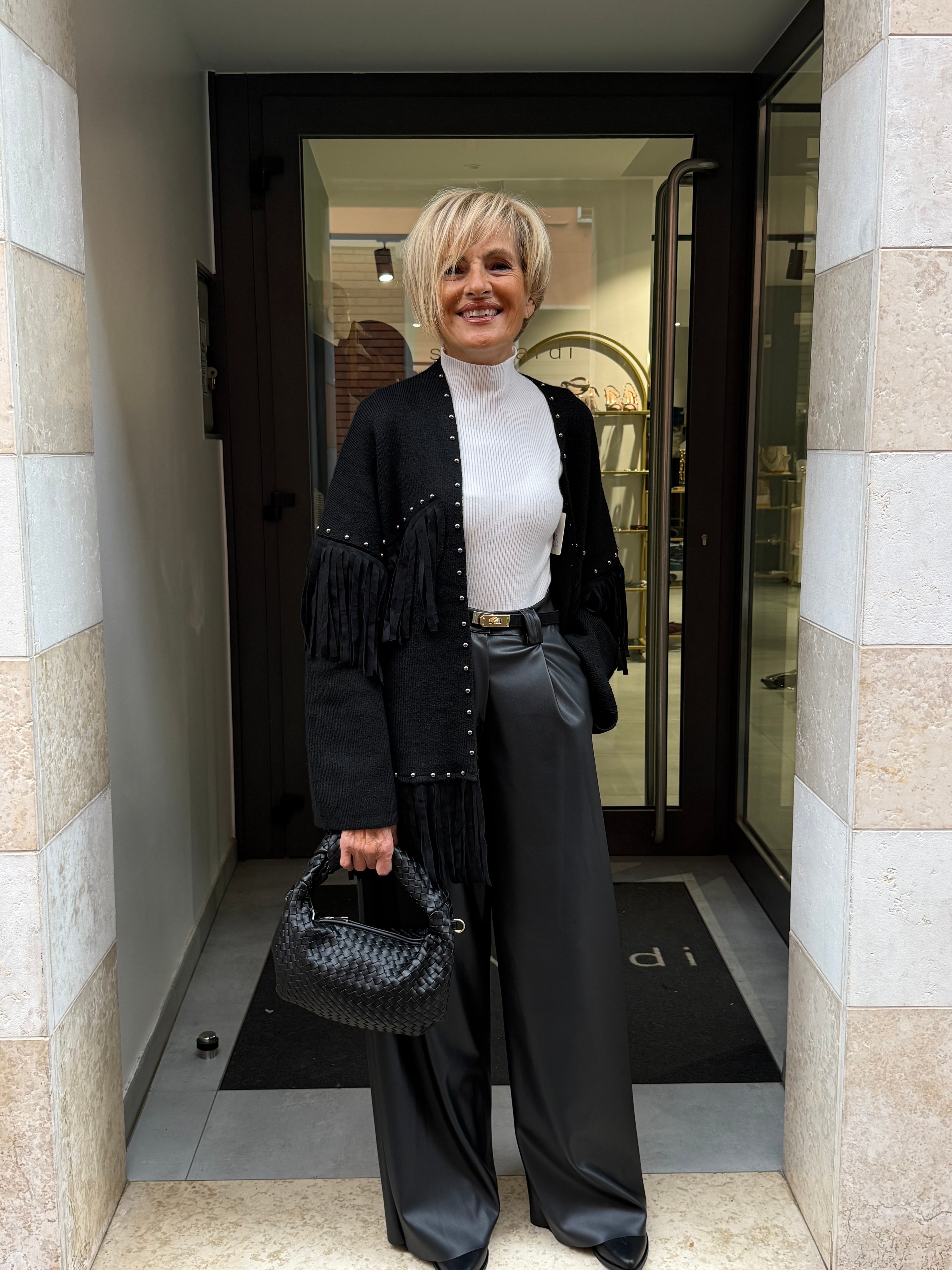 pantalone palazzo ecopelle