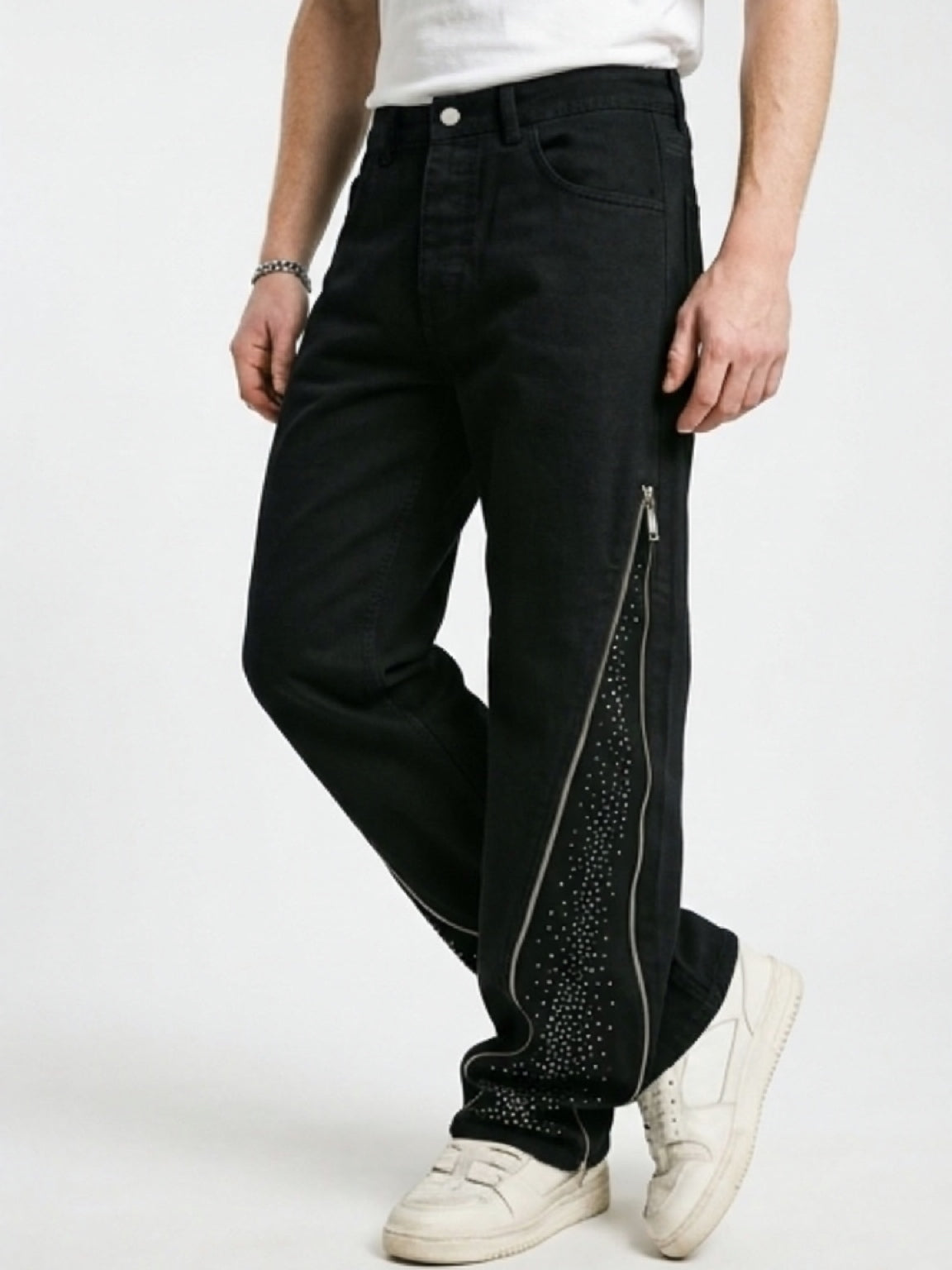 jeans zip strass zip
