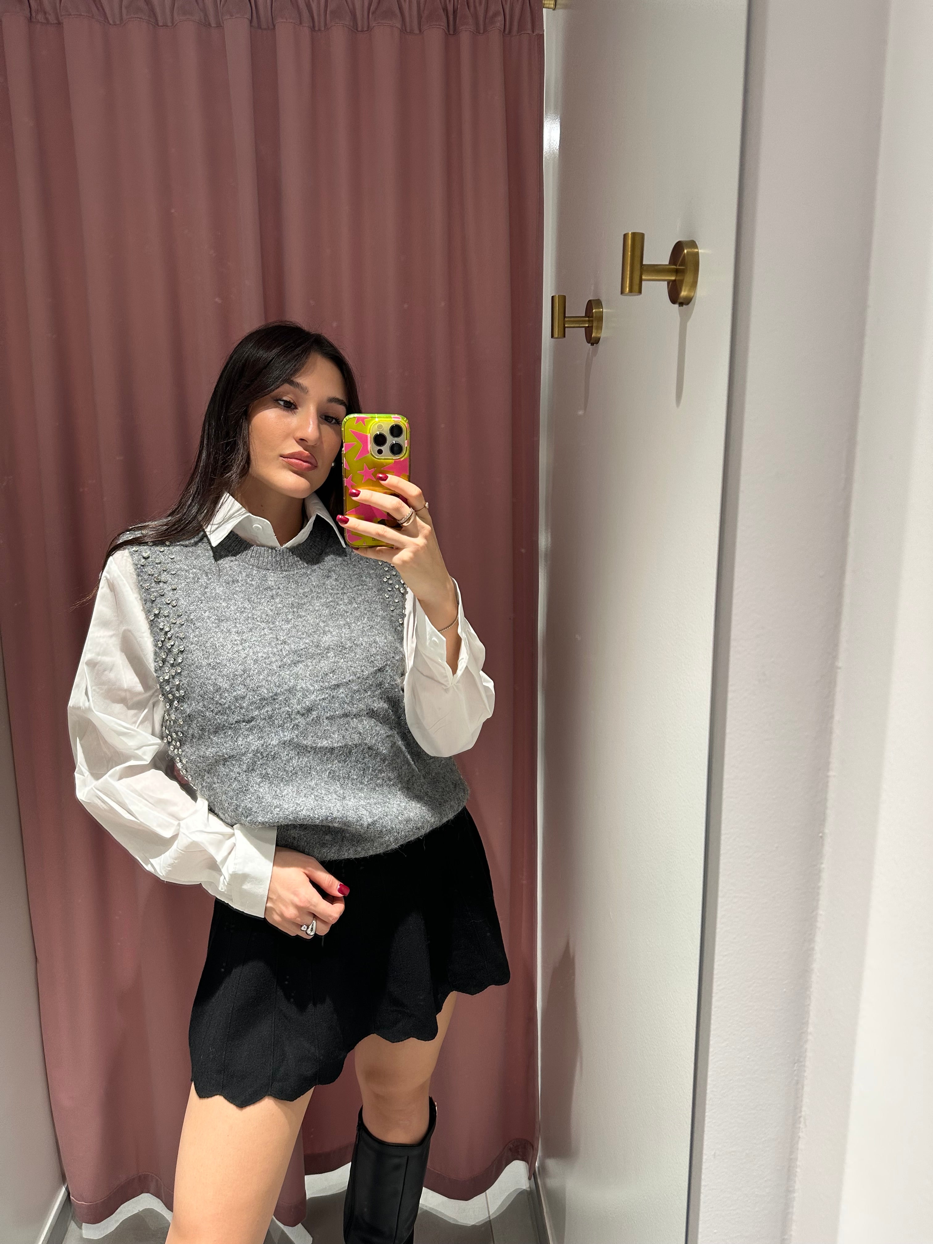 coordinato gilet strass