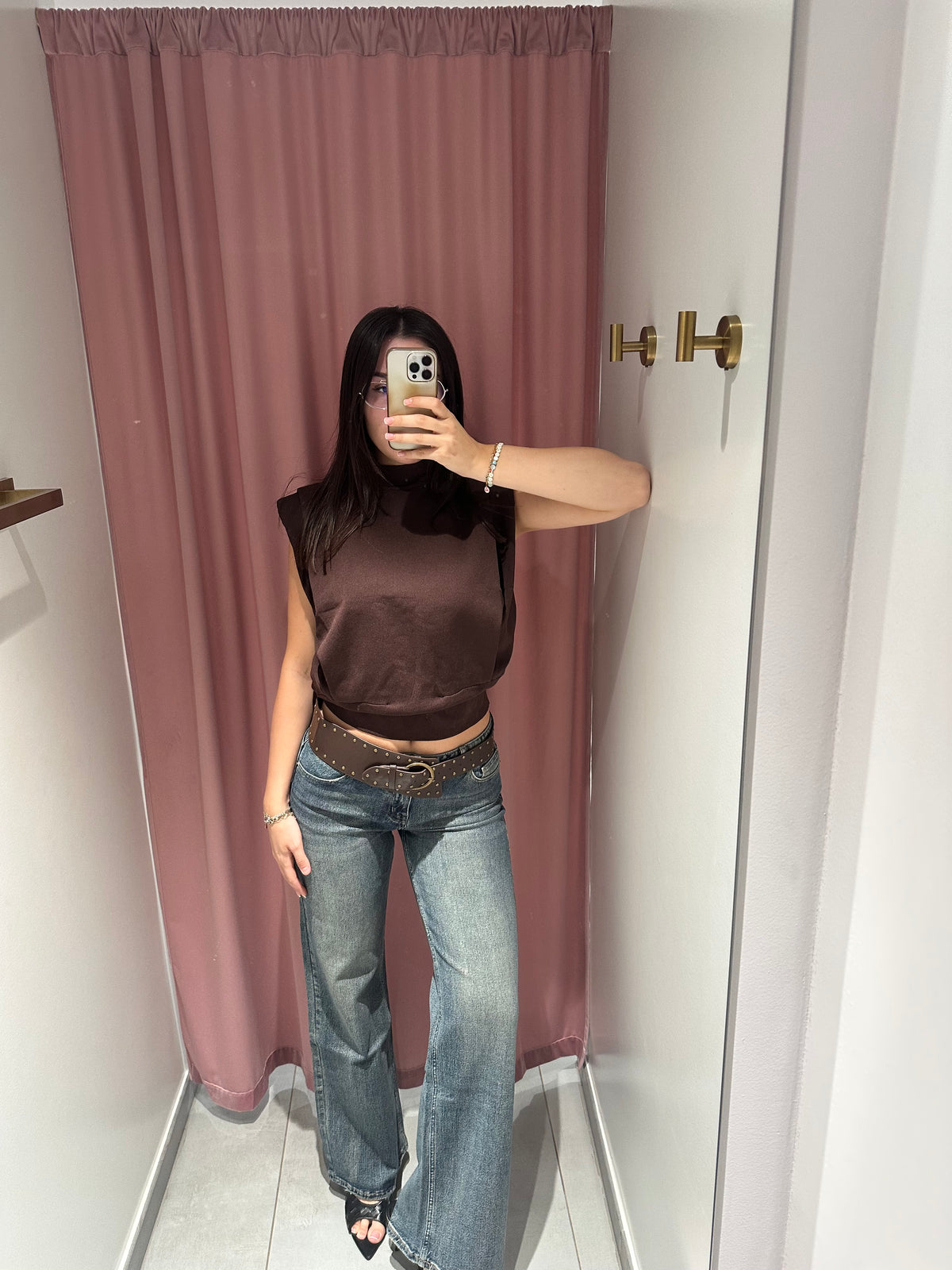 jeans cintura marrone