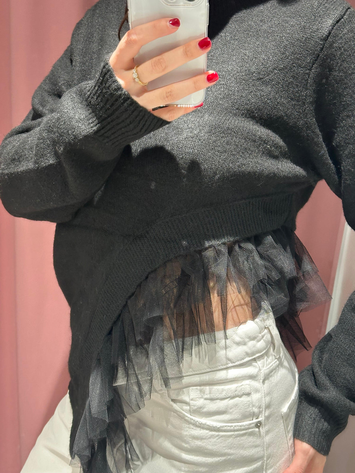 maglione dettaglio tulle