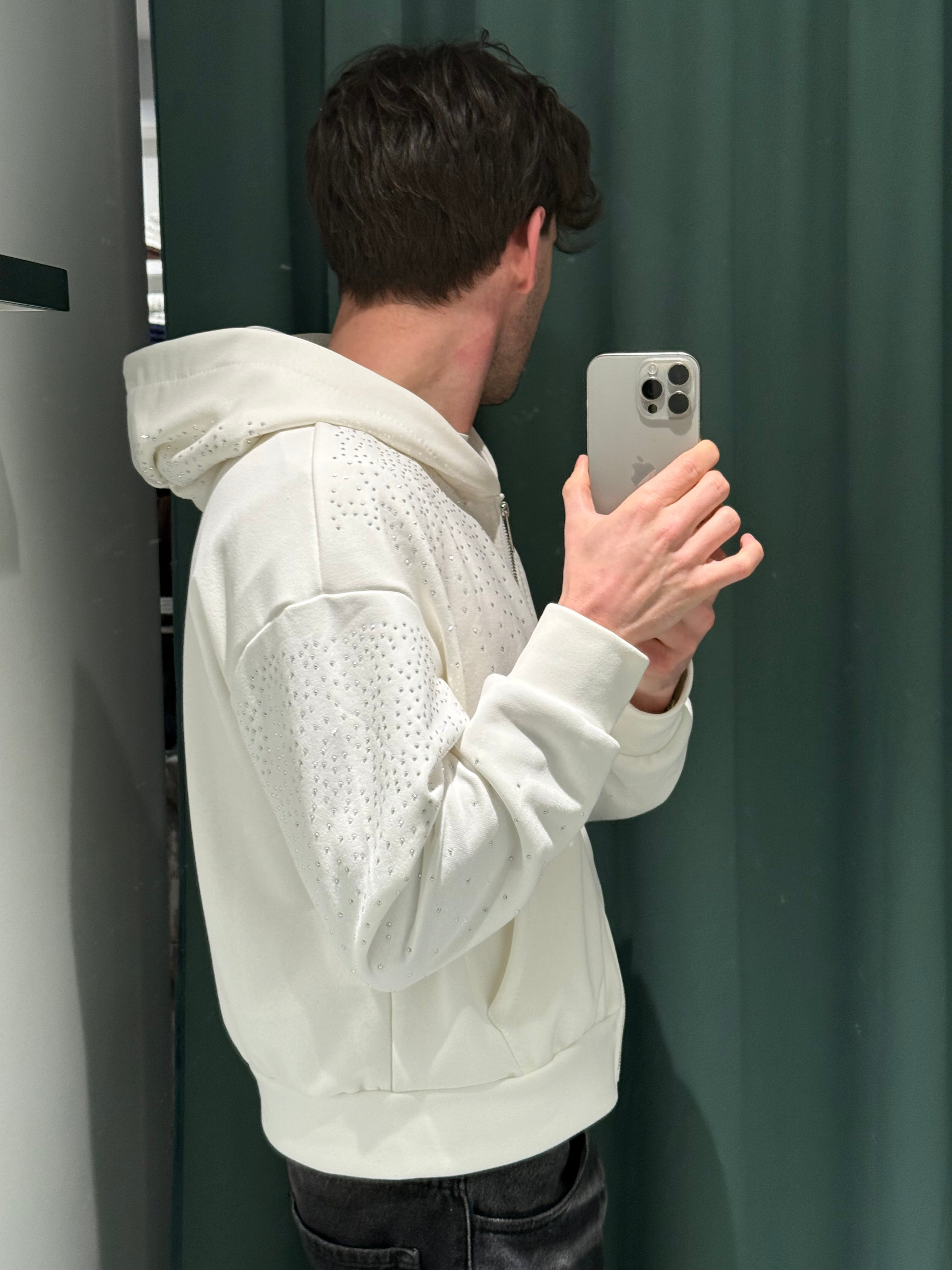 felpa zip strass