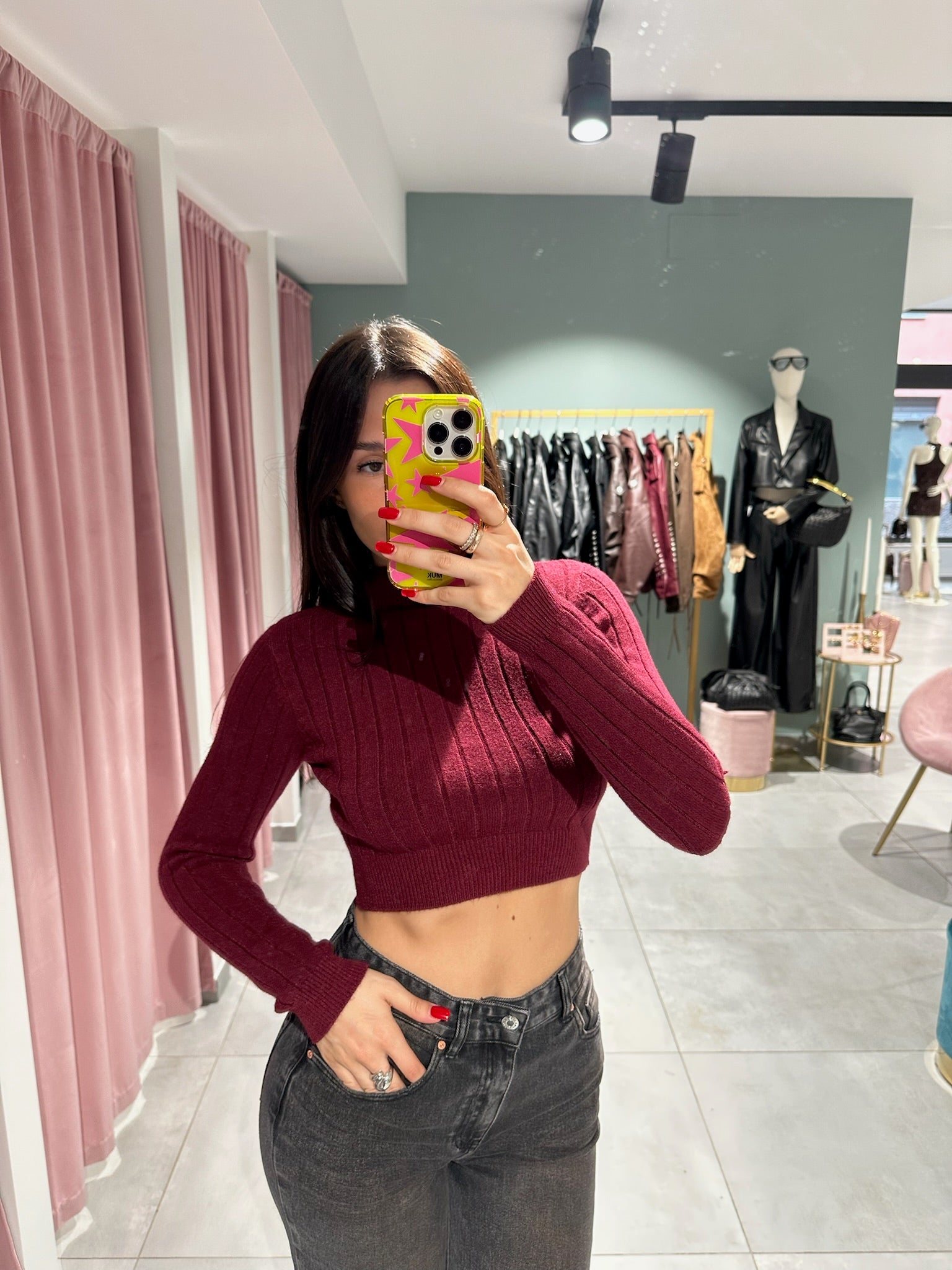 maglioncino costine cropped