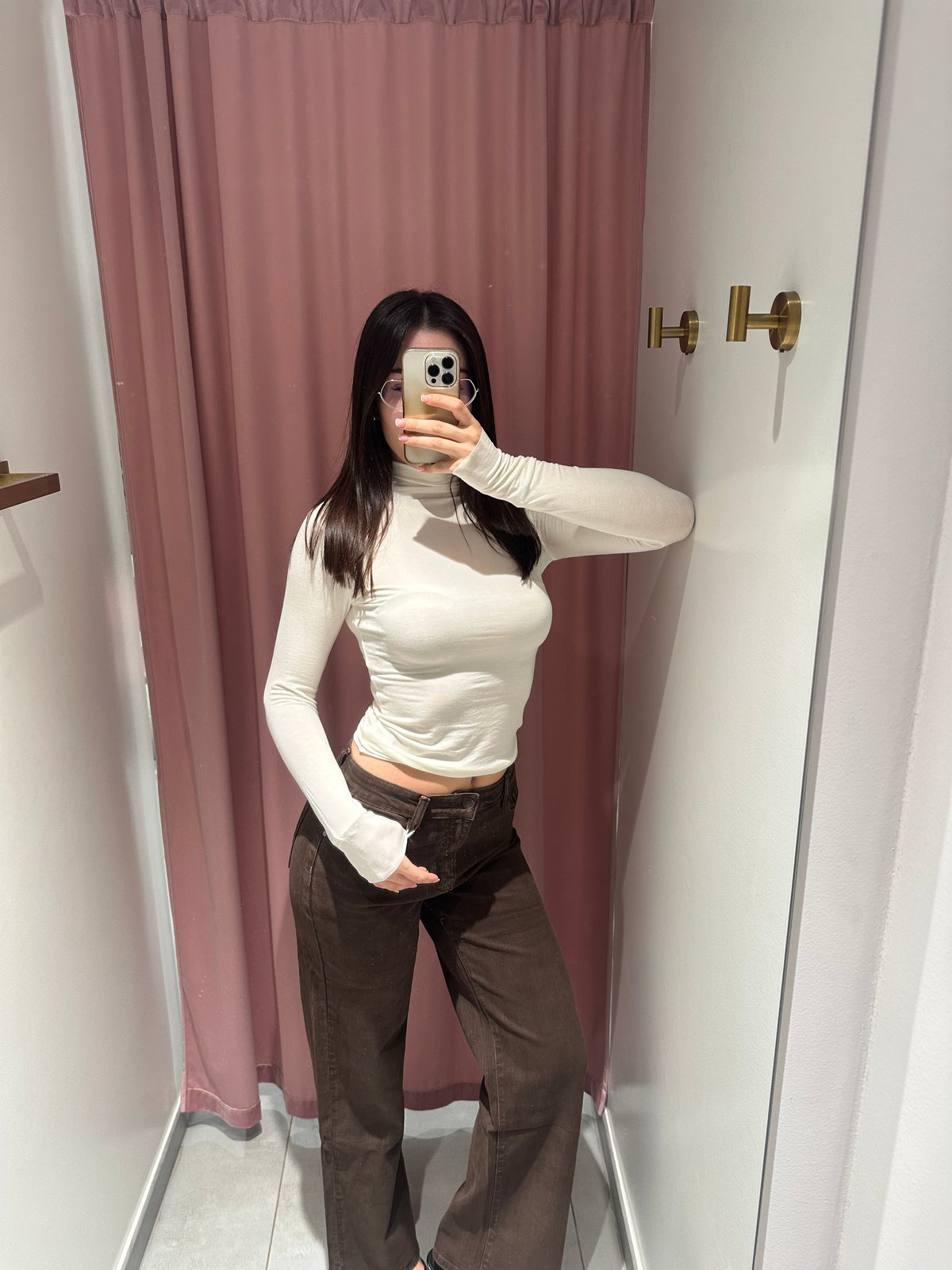 jeans palazzo marrone