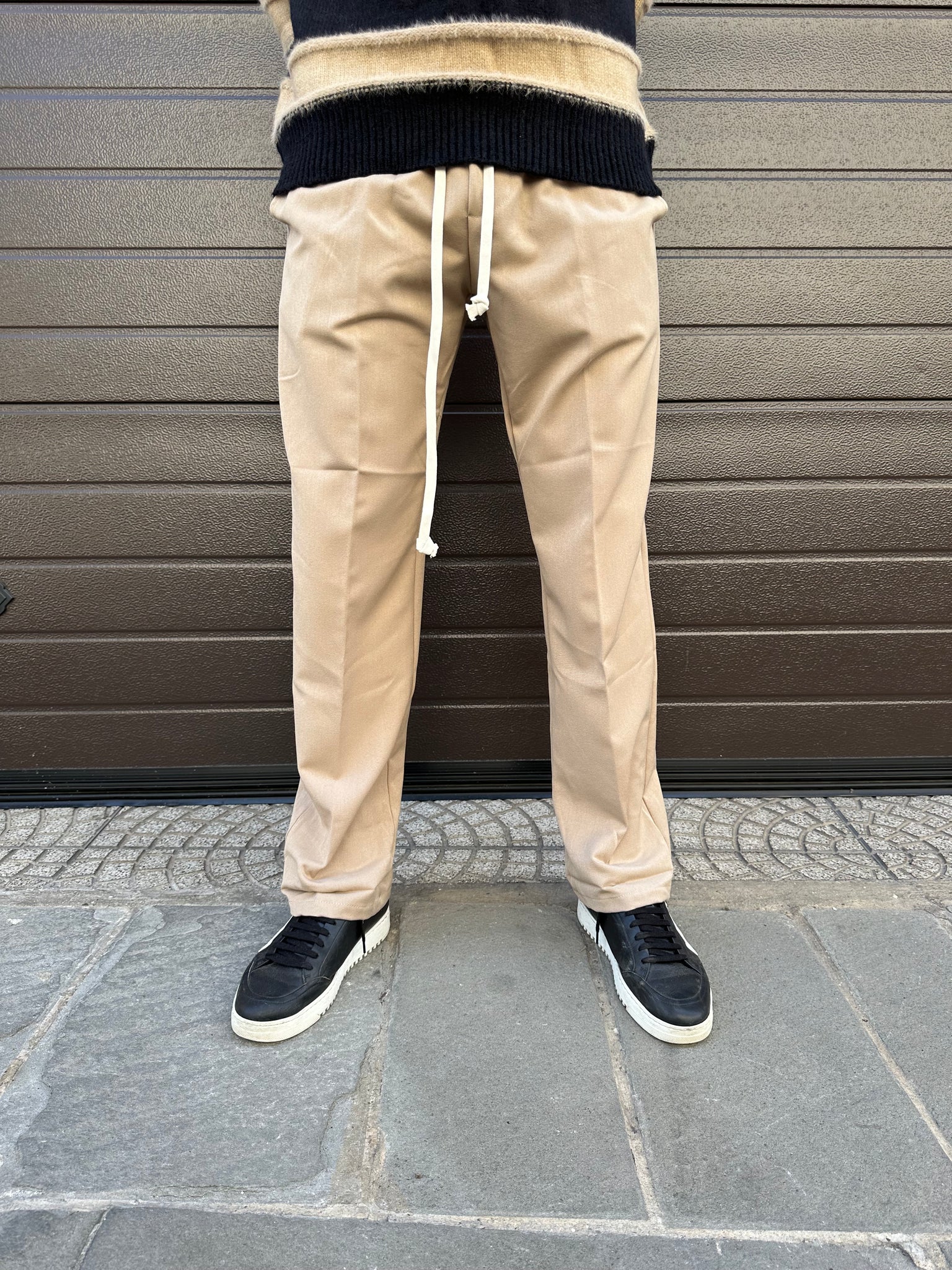 pantalone coulisse beige