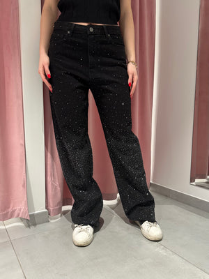 jeans cascata strass black