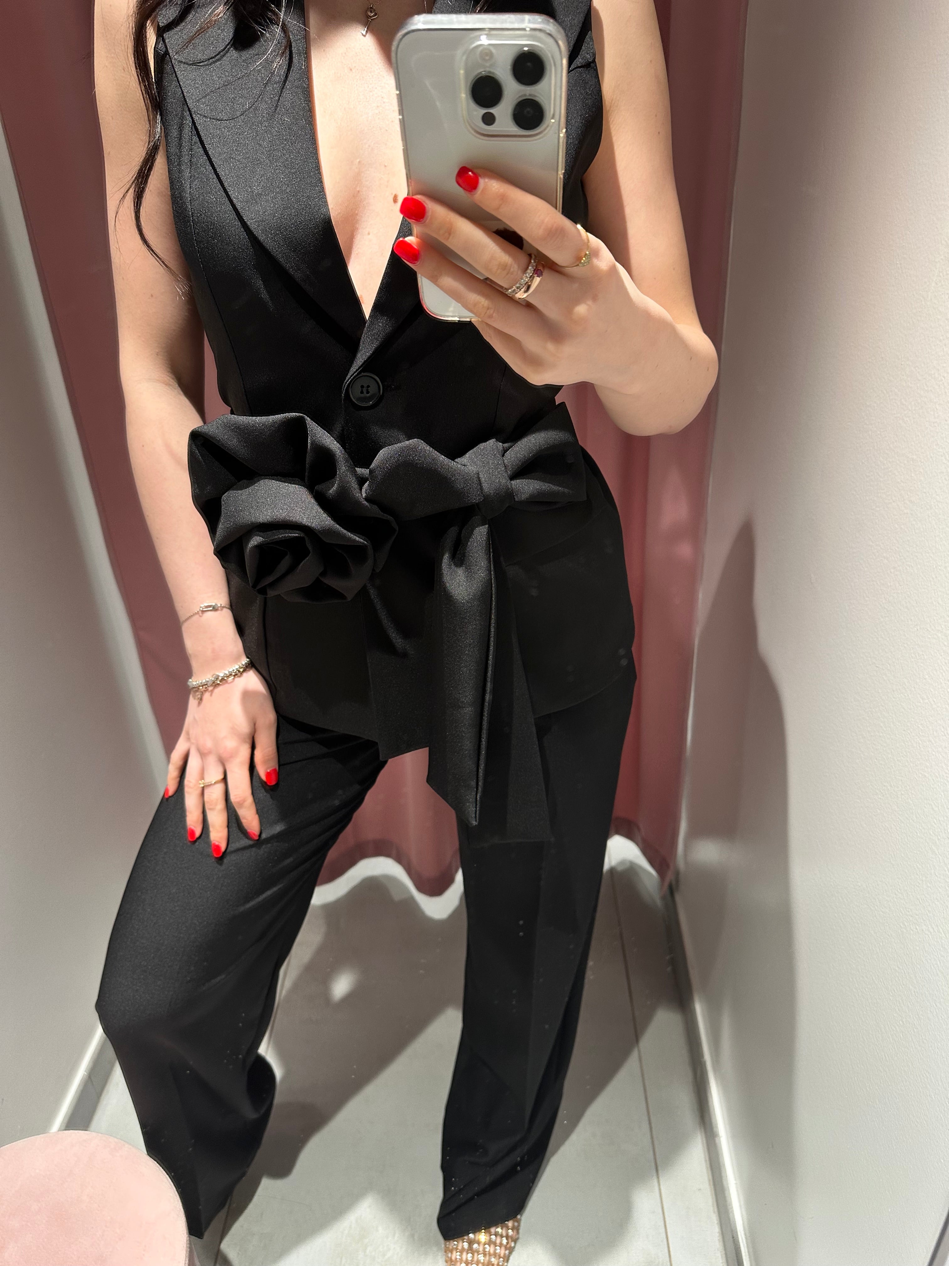 tailleur gilet spilla rosa