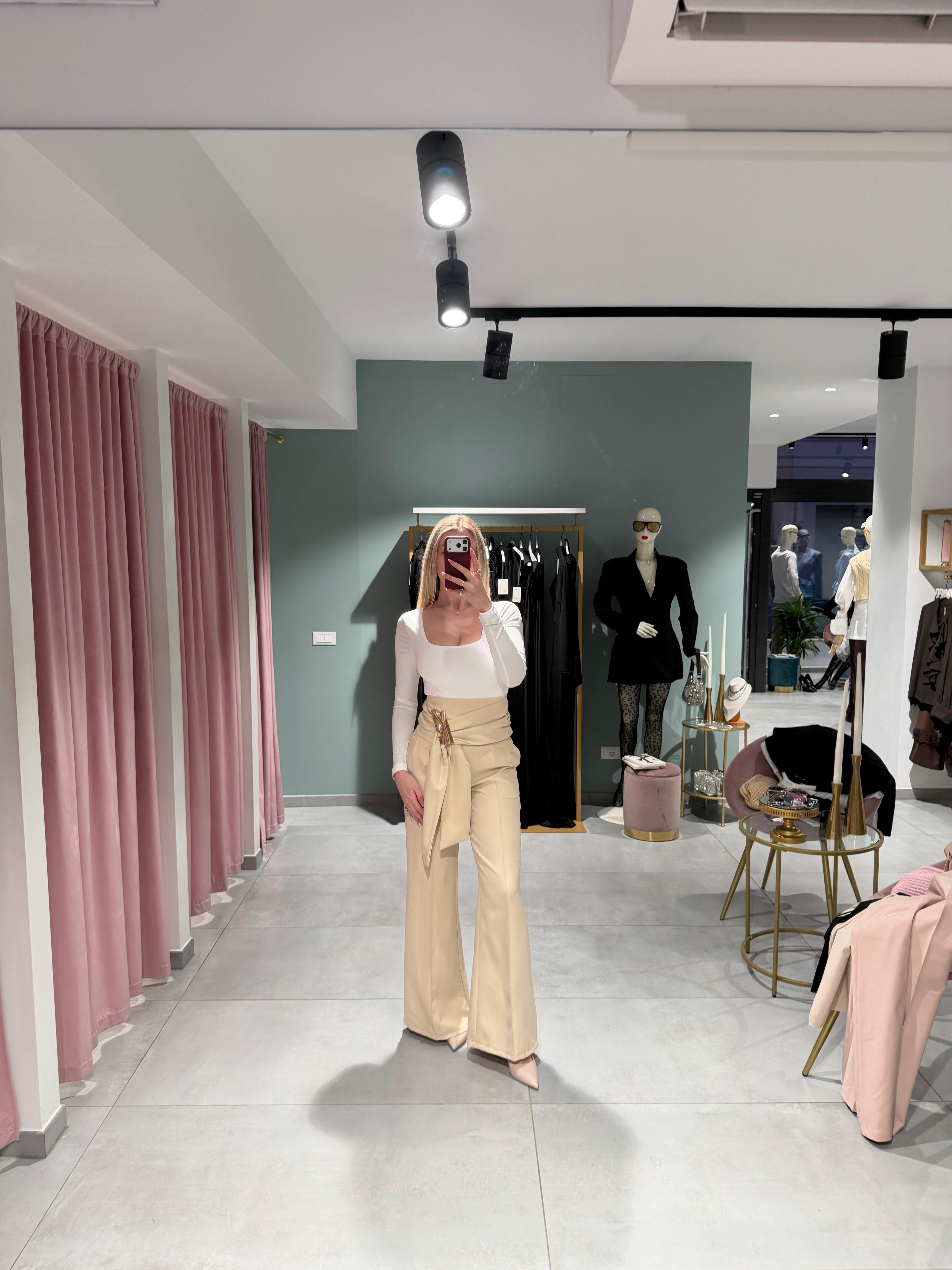 pantaloni vita alta gold