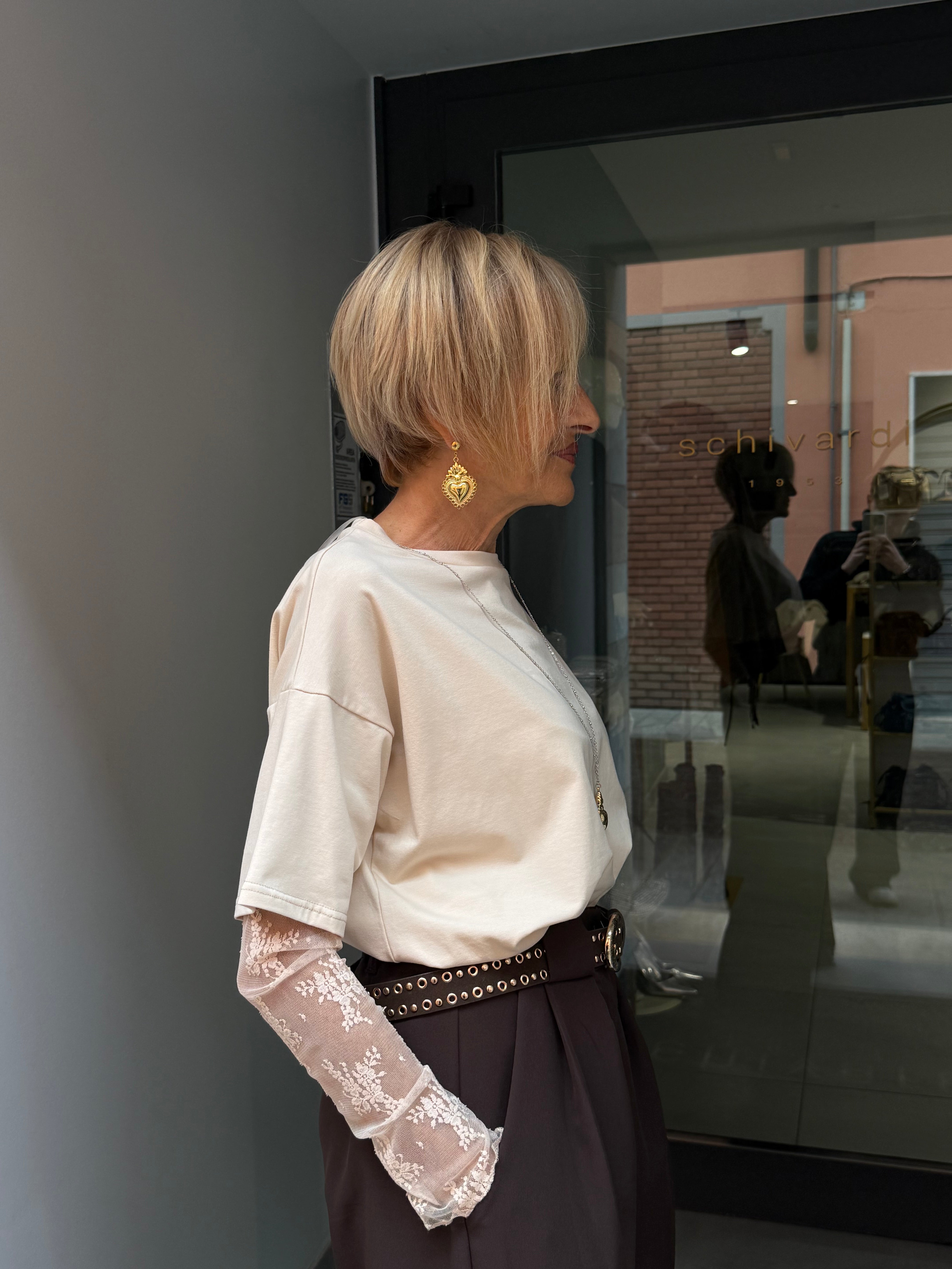 maglia maniche pizzo