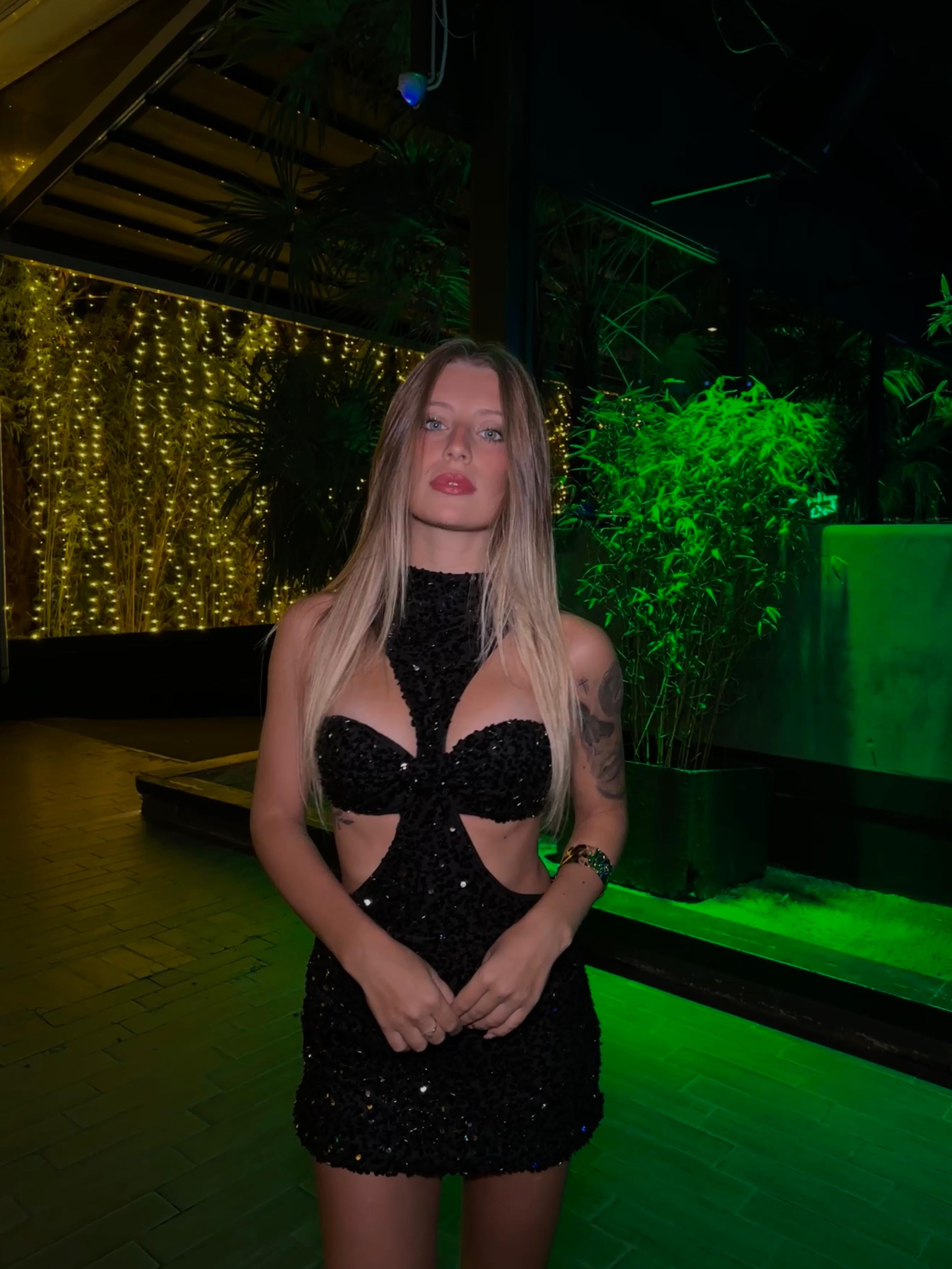 abito paillettes fiocco