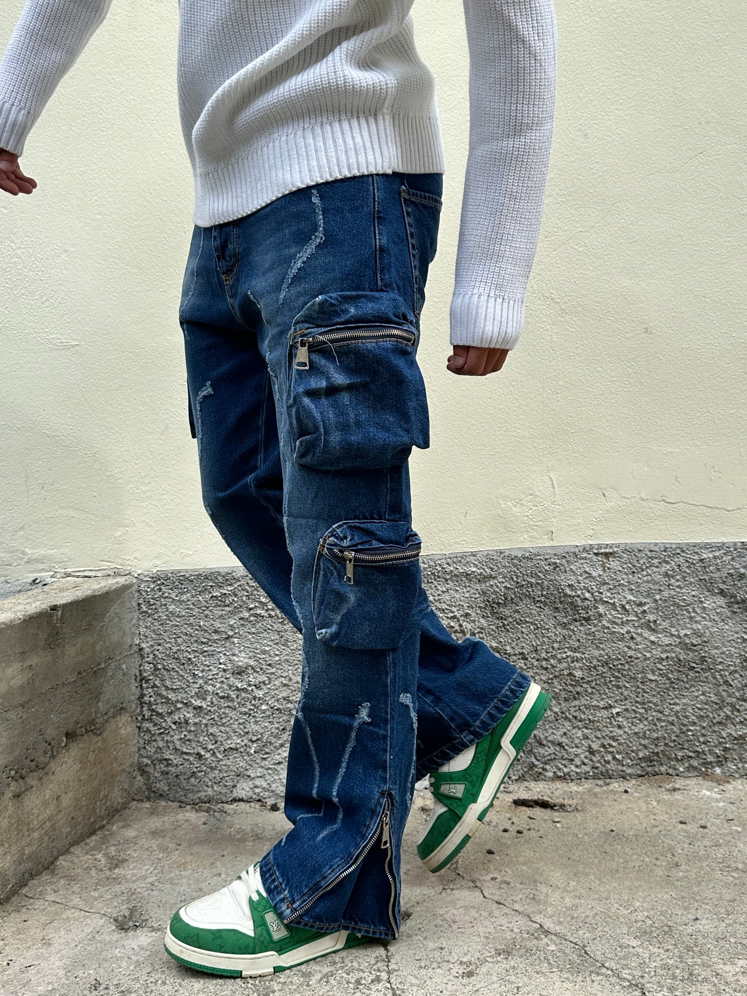 jeans cargo zip