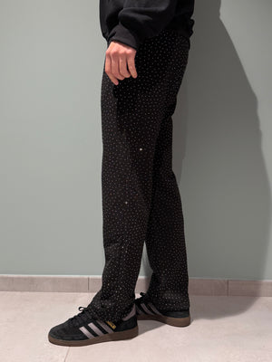 pantalone puntinato strass