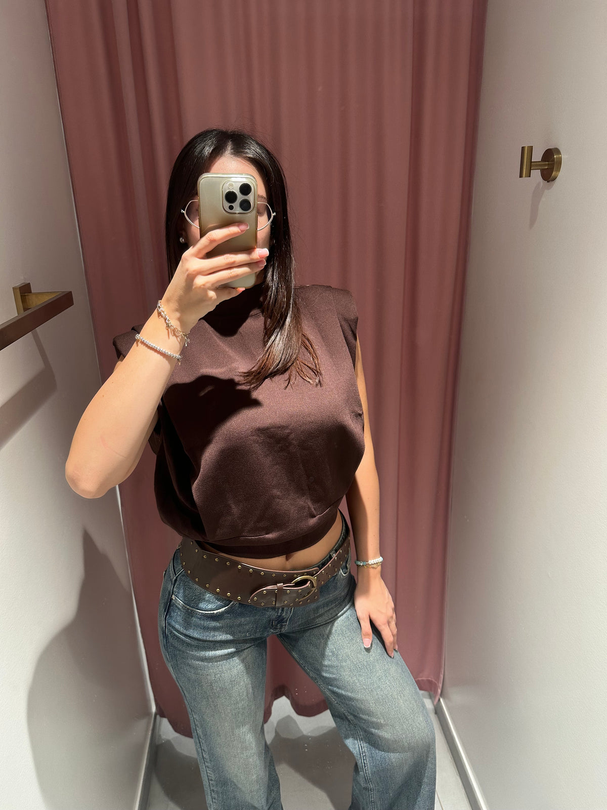 jeans cintura marrone