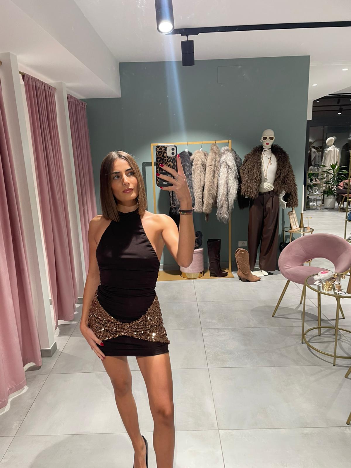 abito incrocio paillettes