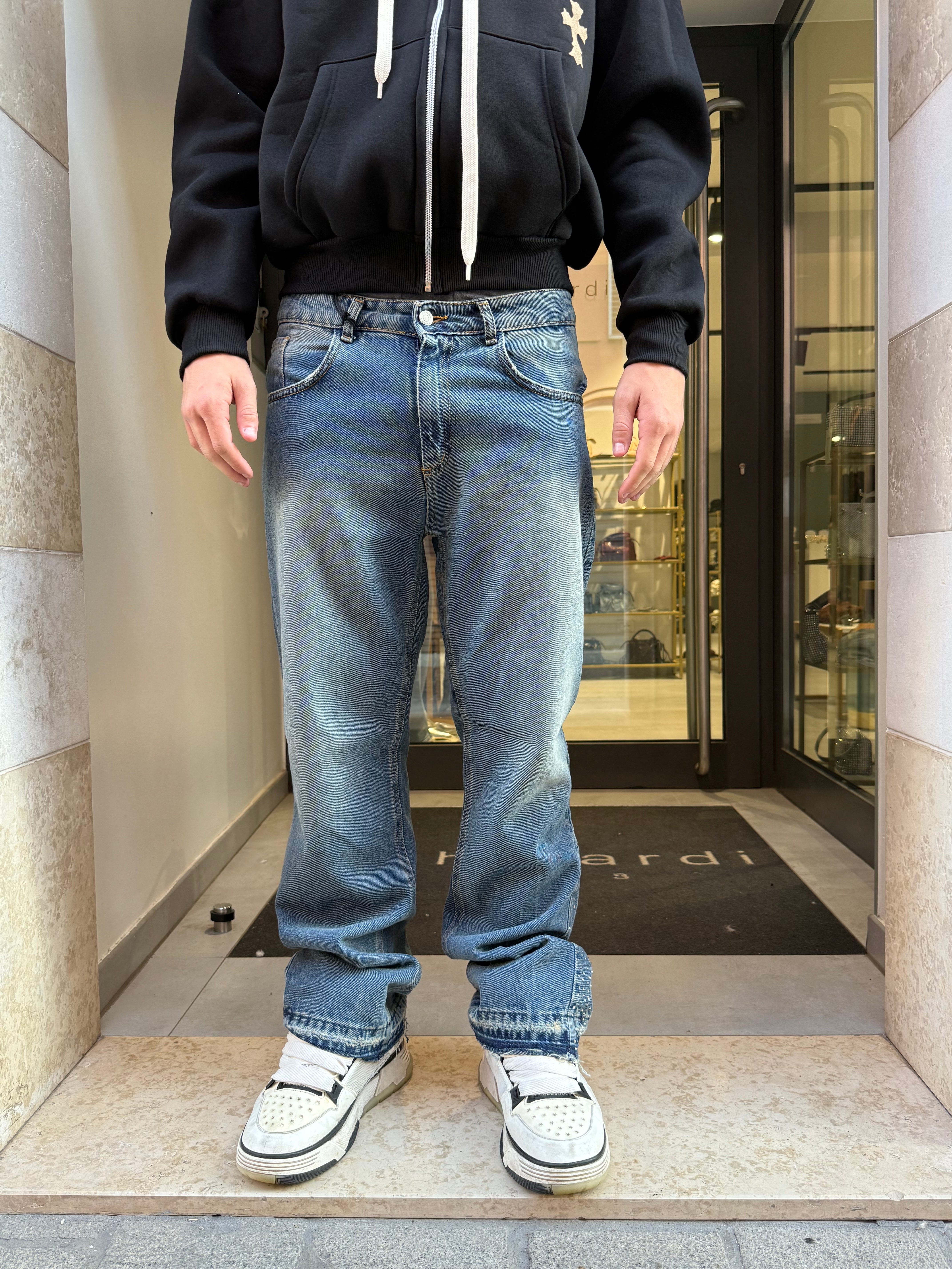 jeans flare strass