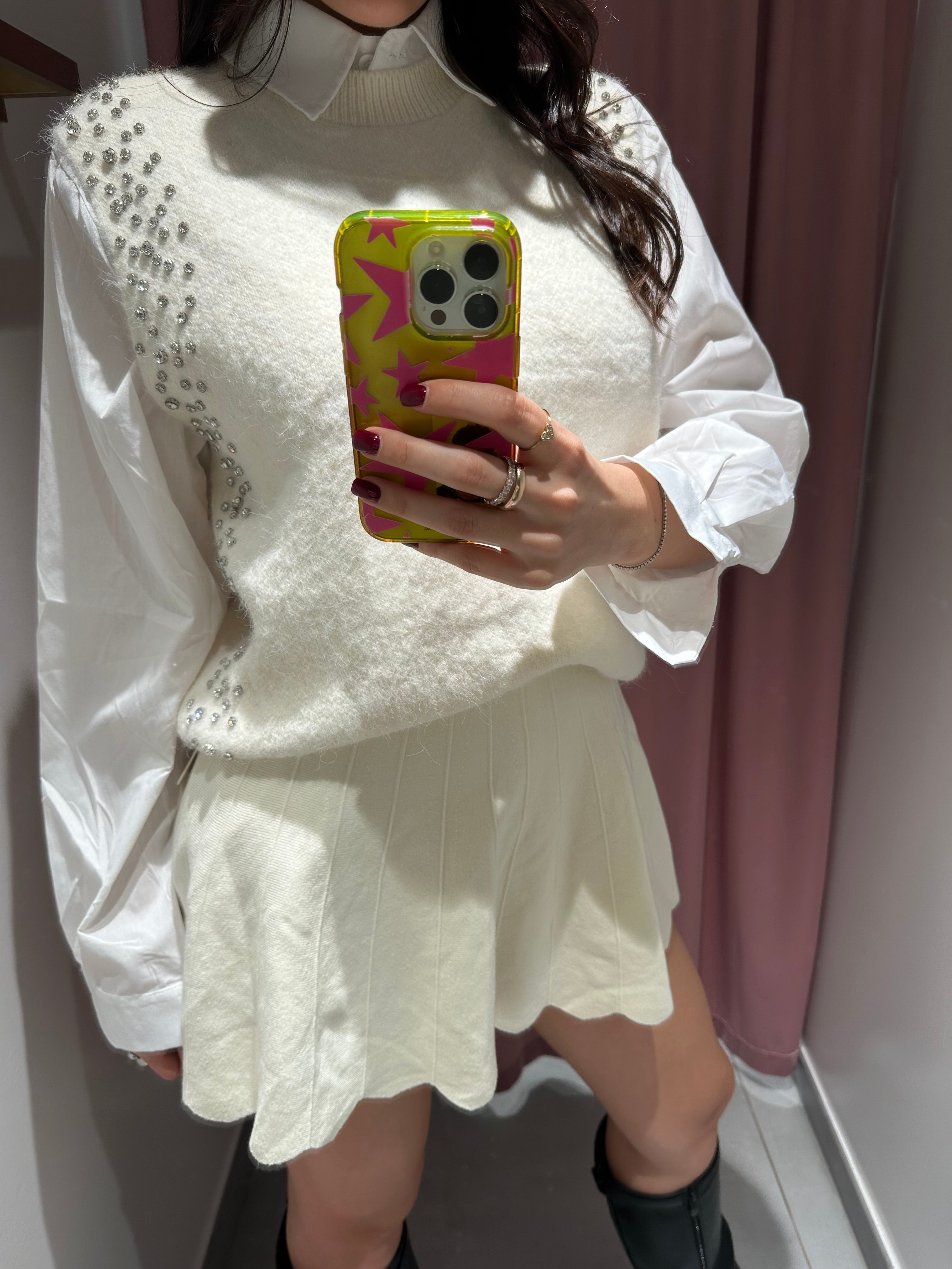 coordinato gilet strass