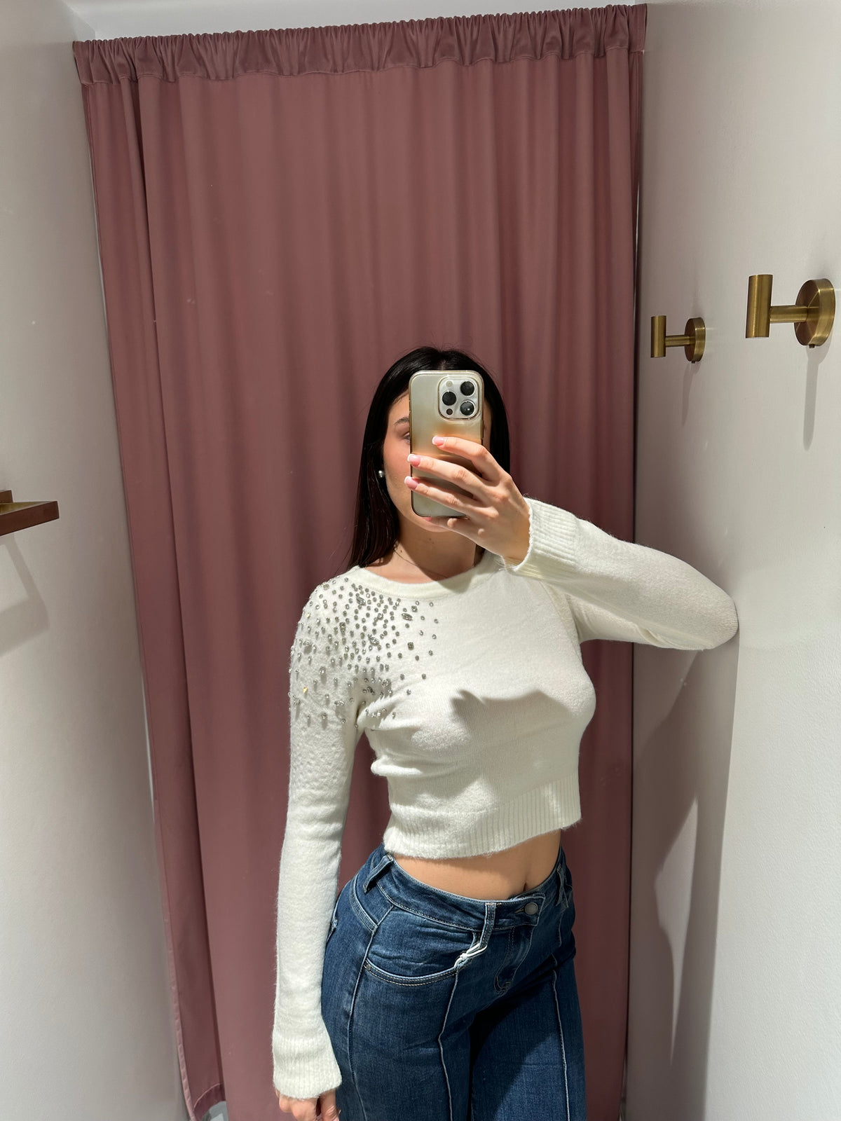 maglione strass spalla