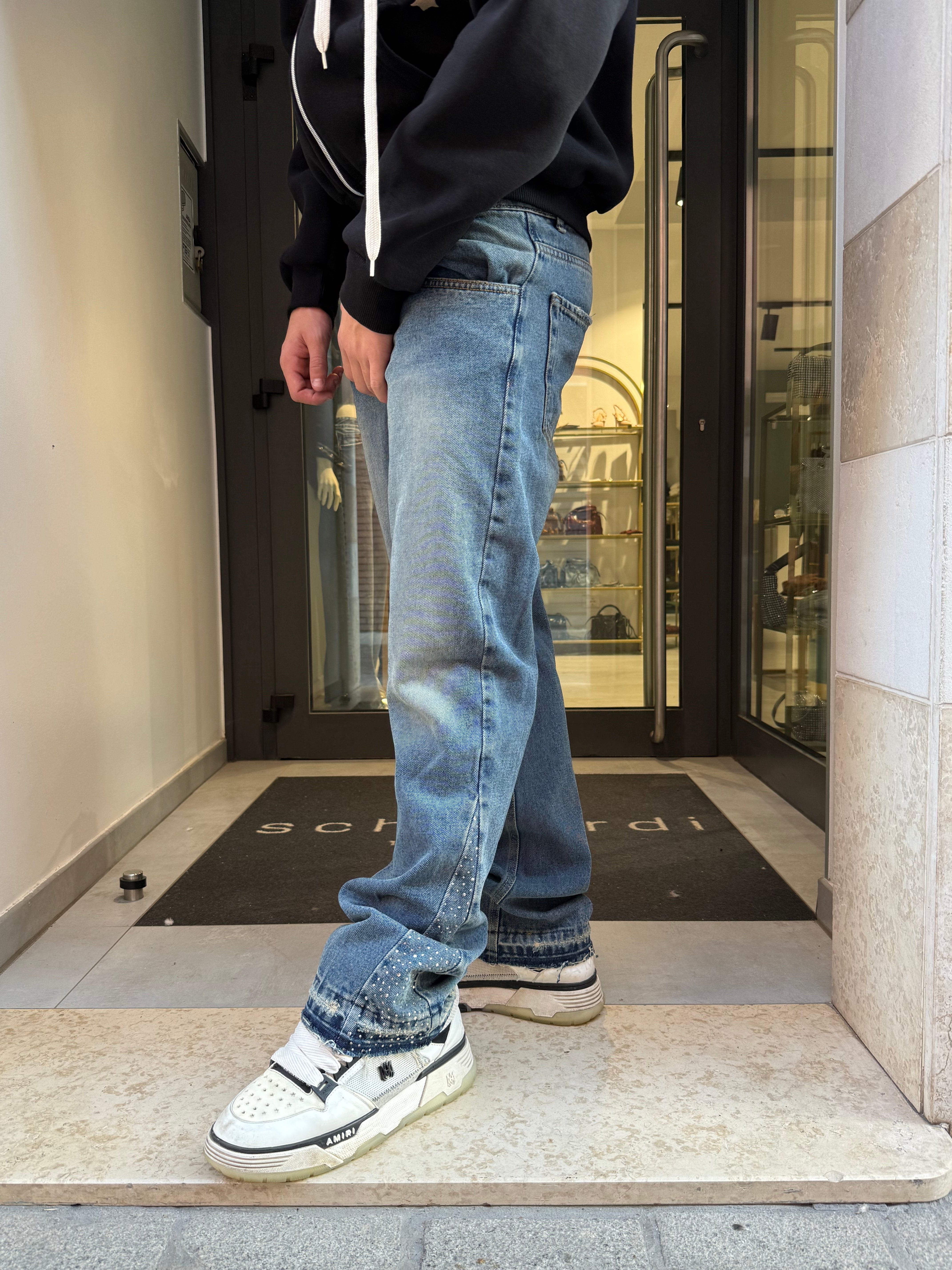 jeans flare strass